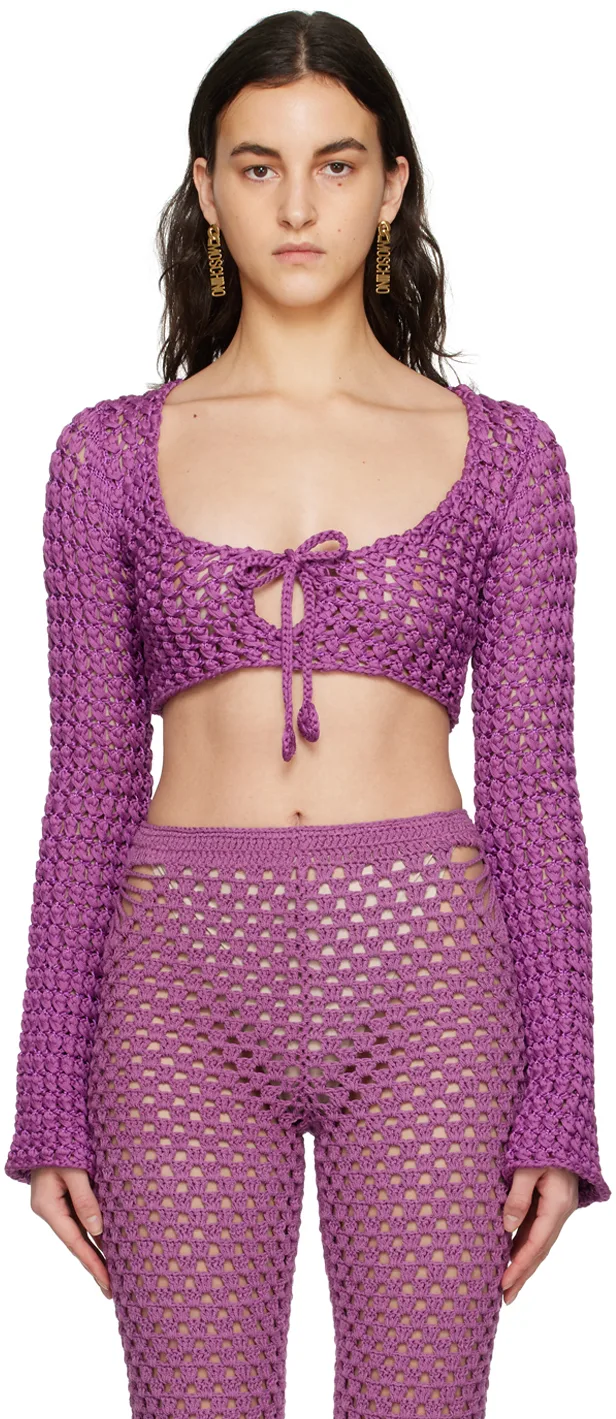 Purple Cropped Long Sleeve T-Shirt