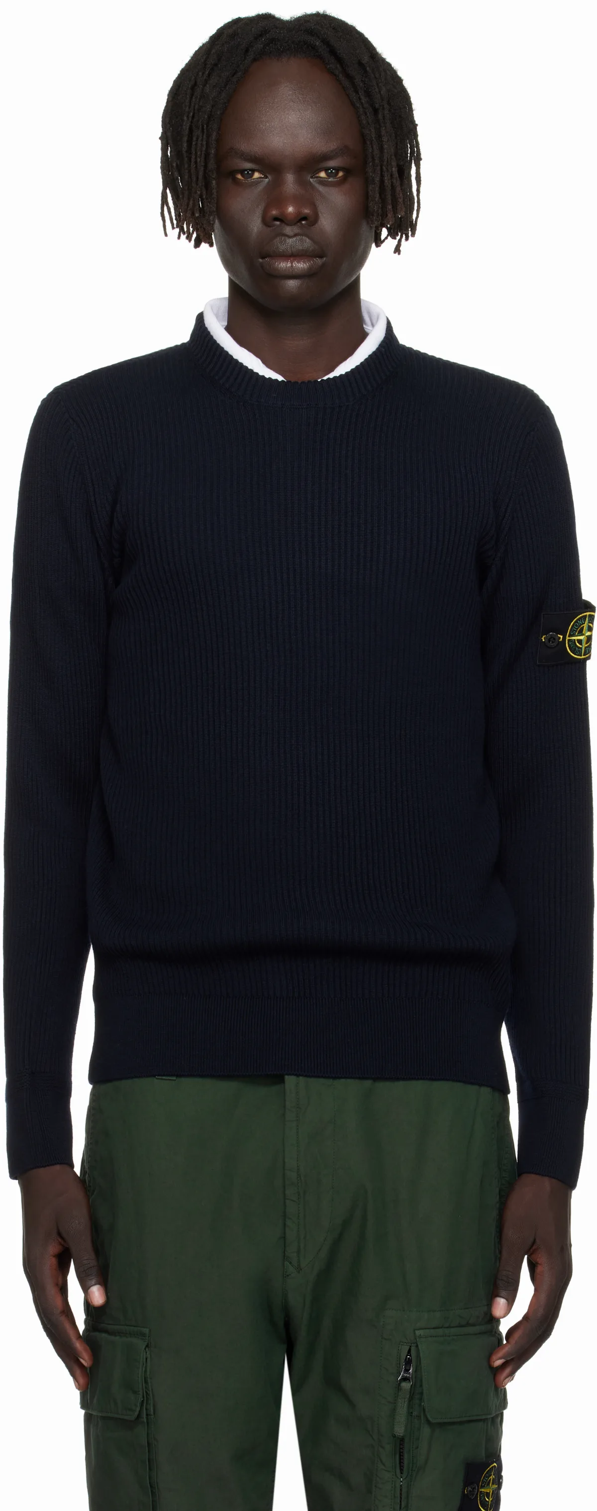Navy 5100053 Full Rib RWS Wool Sweater
