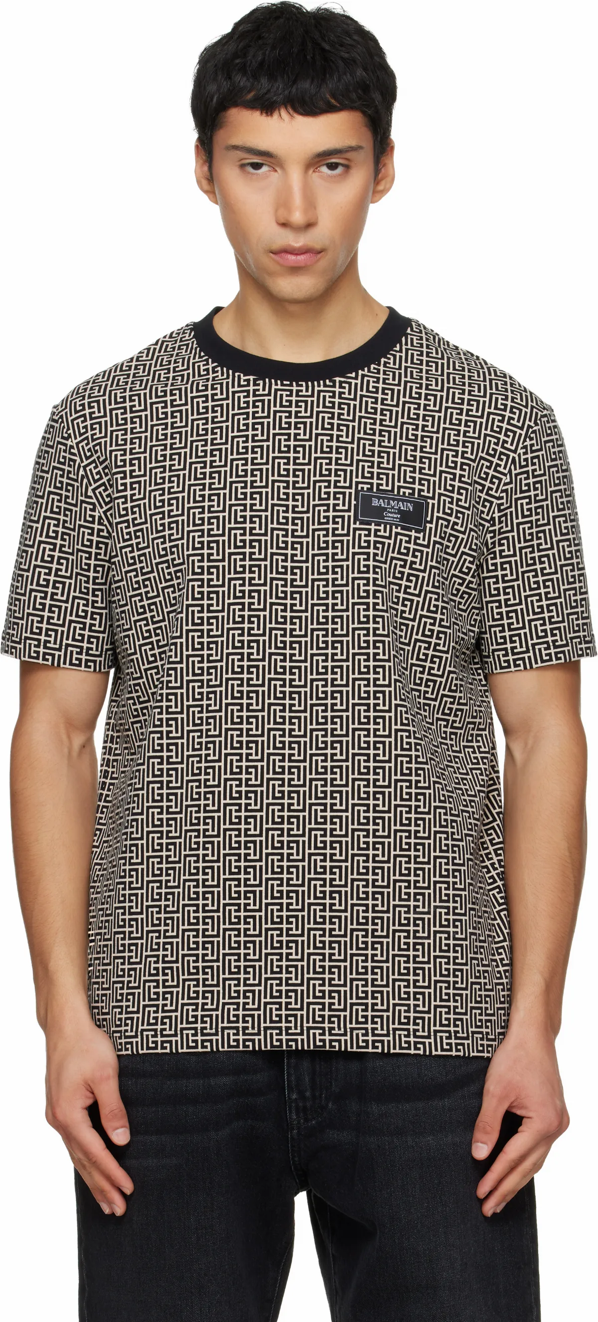 Black & Beige Monogram Jacquard T-shirt
