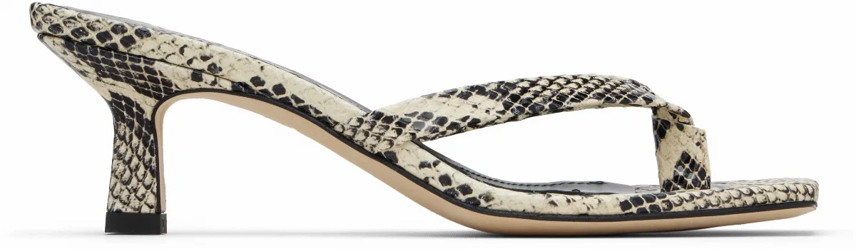 Off-White & Black Wilma Leather Thong Heeled Sandals