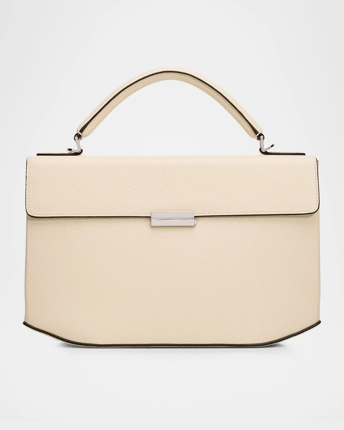 Geometric Grain Leather Top-Handle Bag