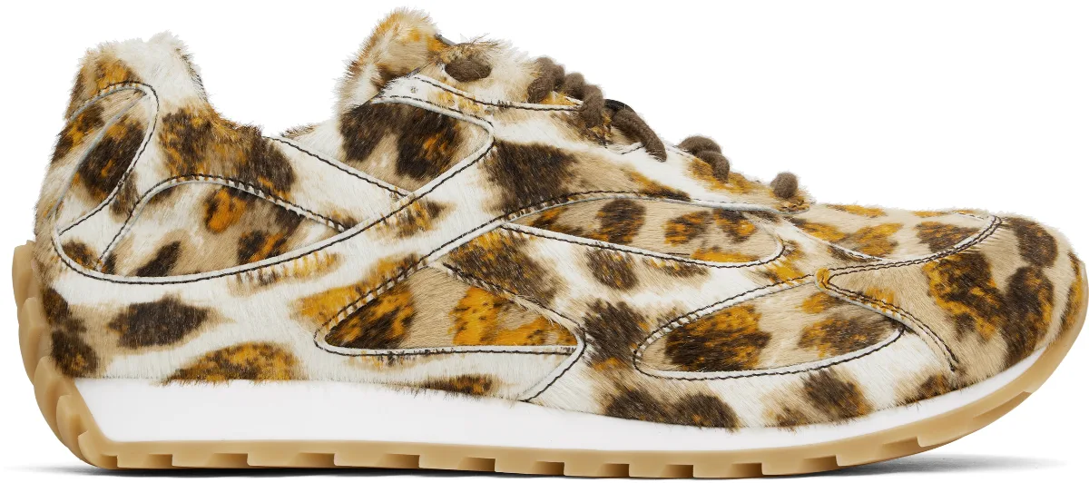 White & Orange Orbit Sneakers by Bottega Veneta