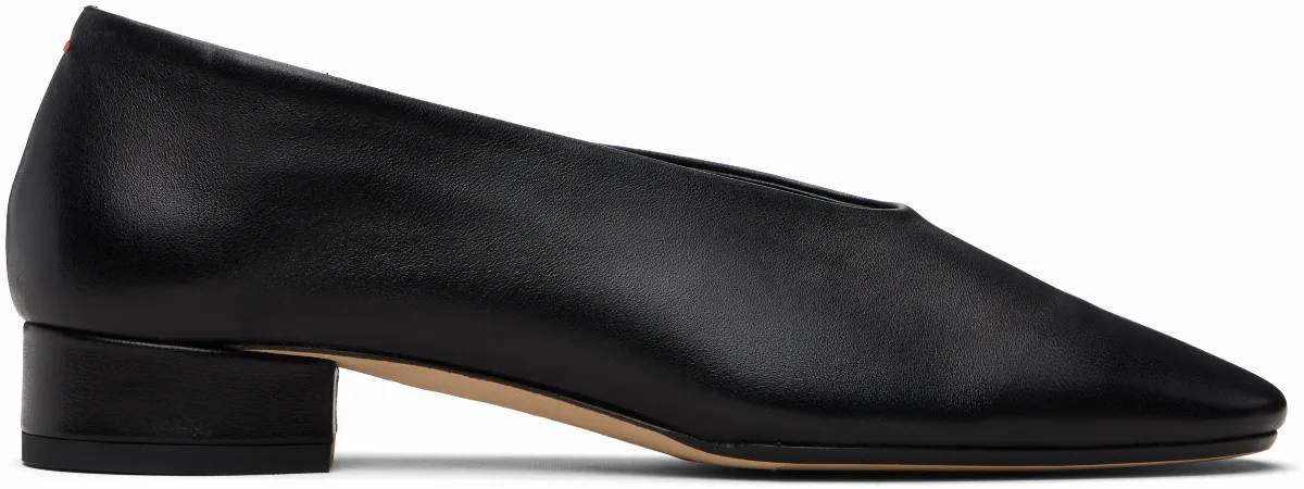 Black Delia Low-Heeled Ballet Heels