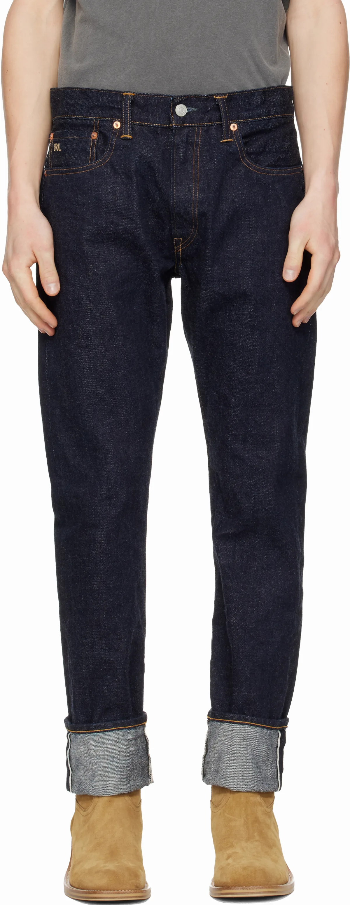 Navy High Slim Bayview Selvedge Jeans