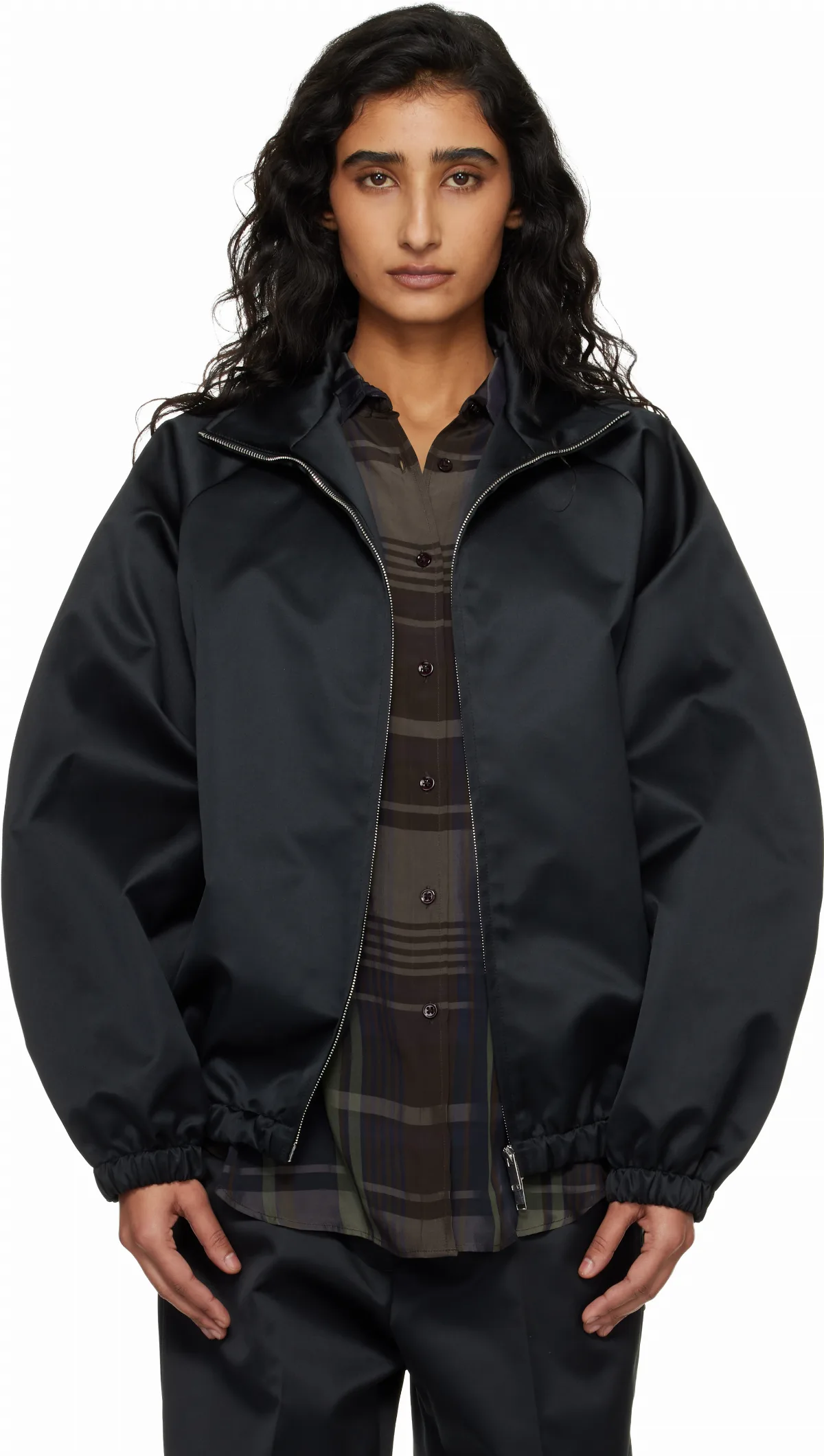 Black Baxter Satin Track Jacket by The Frankie Shop