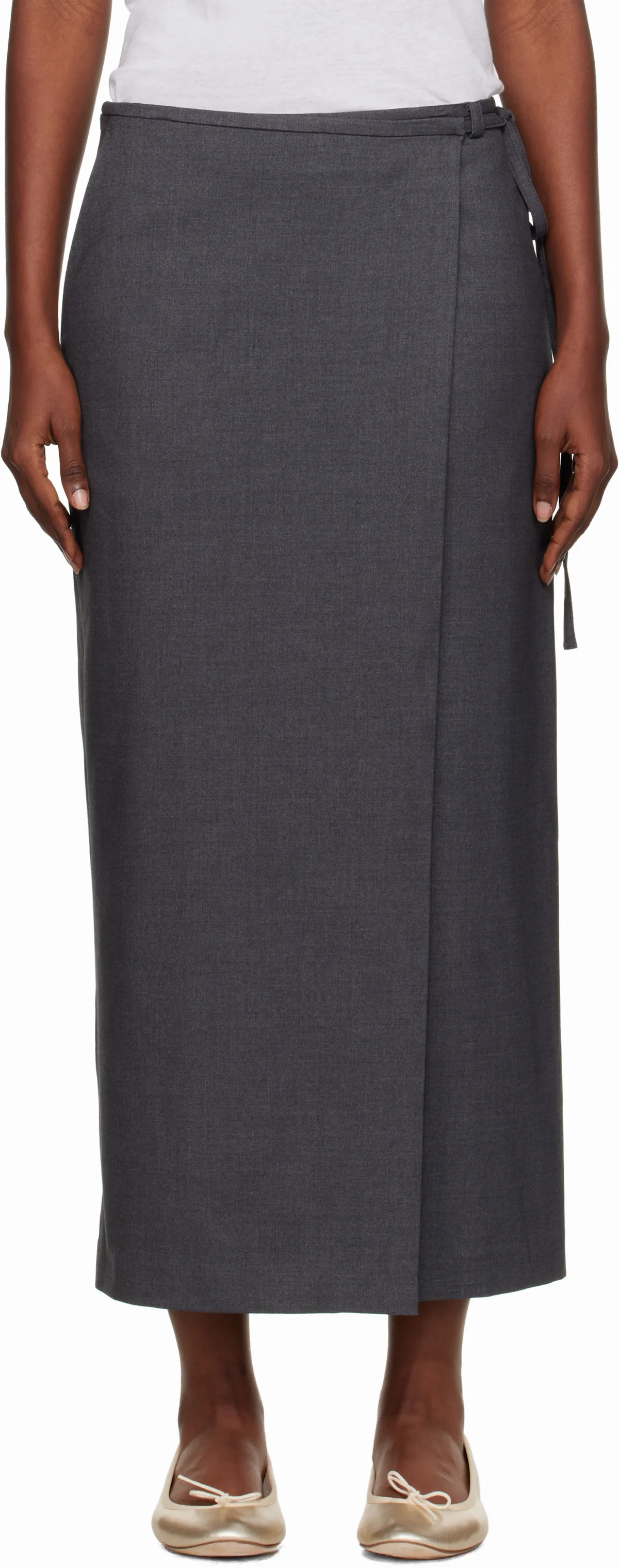 Gray Wrap Maxi Skirt