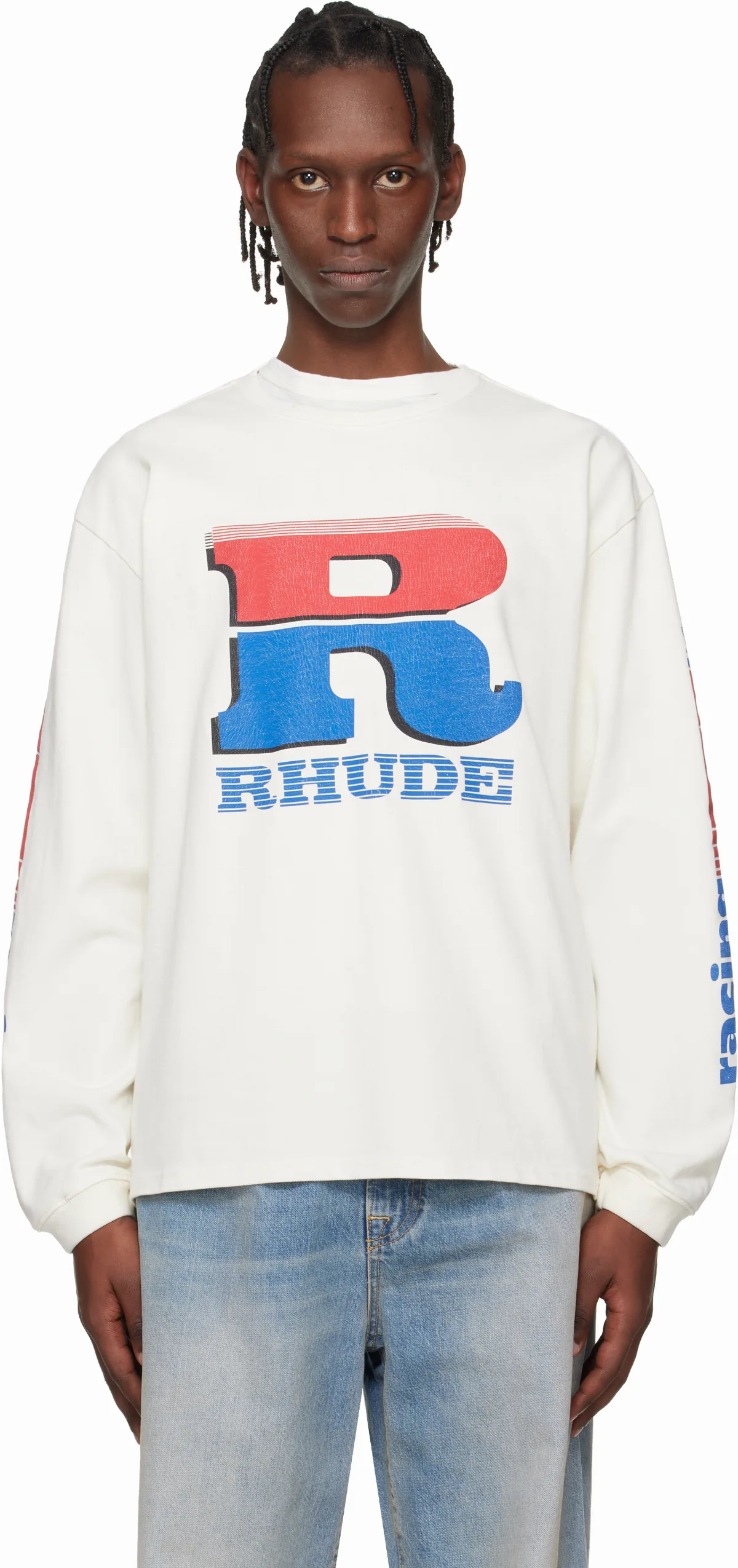 Off-White Split Petrol Logo LS T-shirt by Rhude
