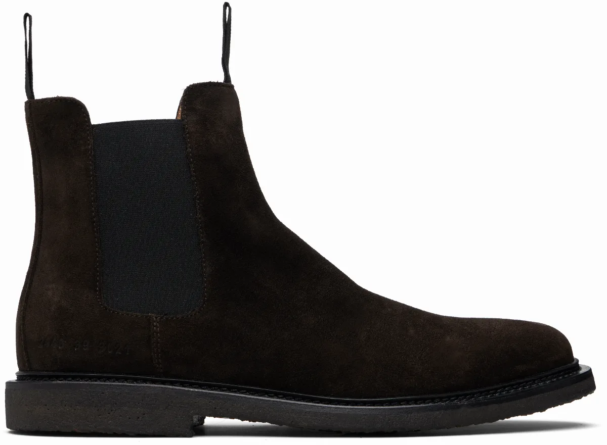 Brown Waxed Suede Chelsea Boots