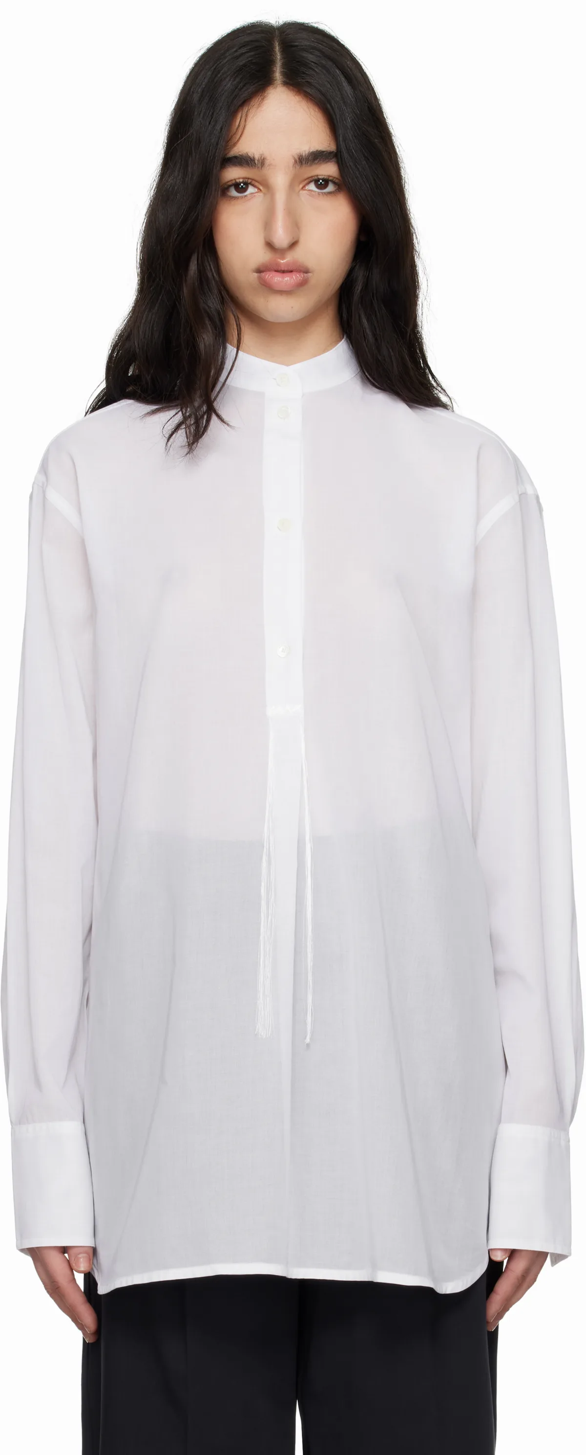 White Stand-Collar Shirt