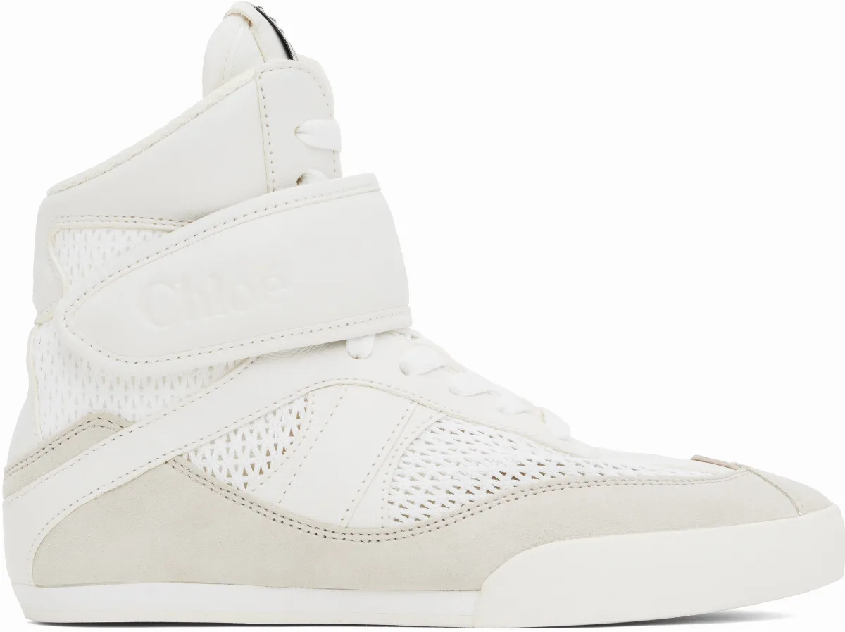 White & Beige'Chloé Kick' Sneakers