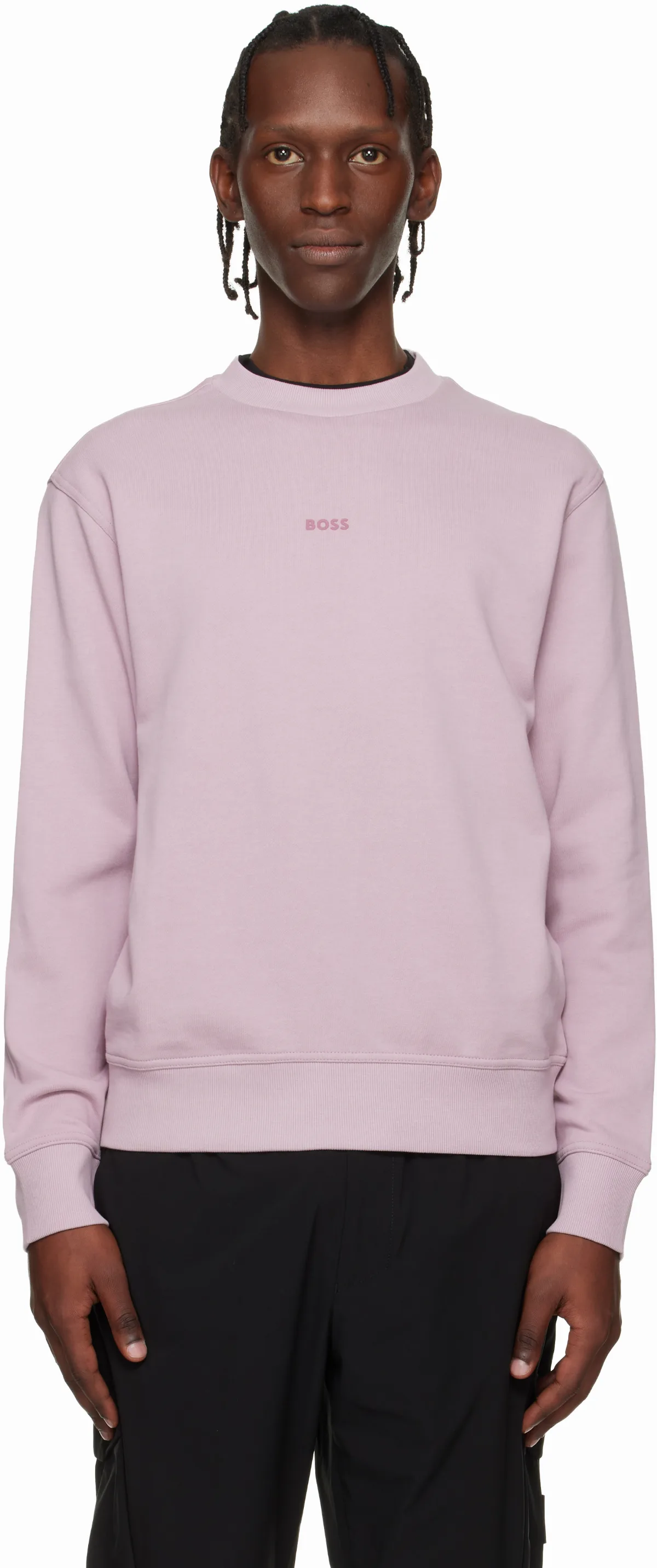 Purple Cotton Terry Contrast Logo Relaxed-Fit Sweatshirt