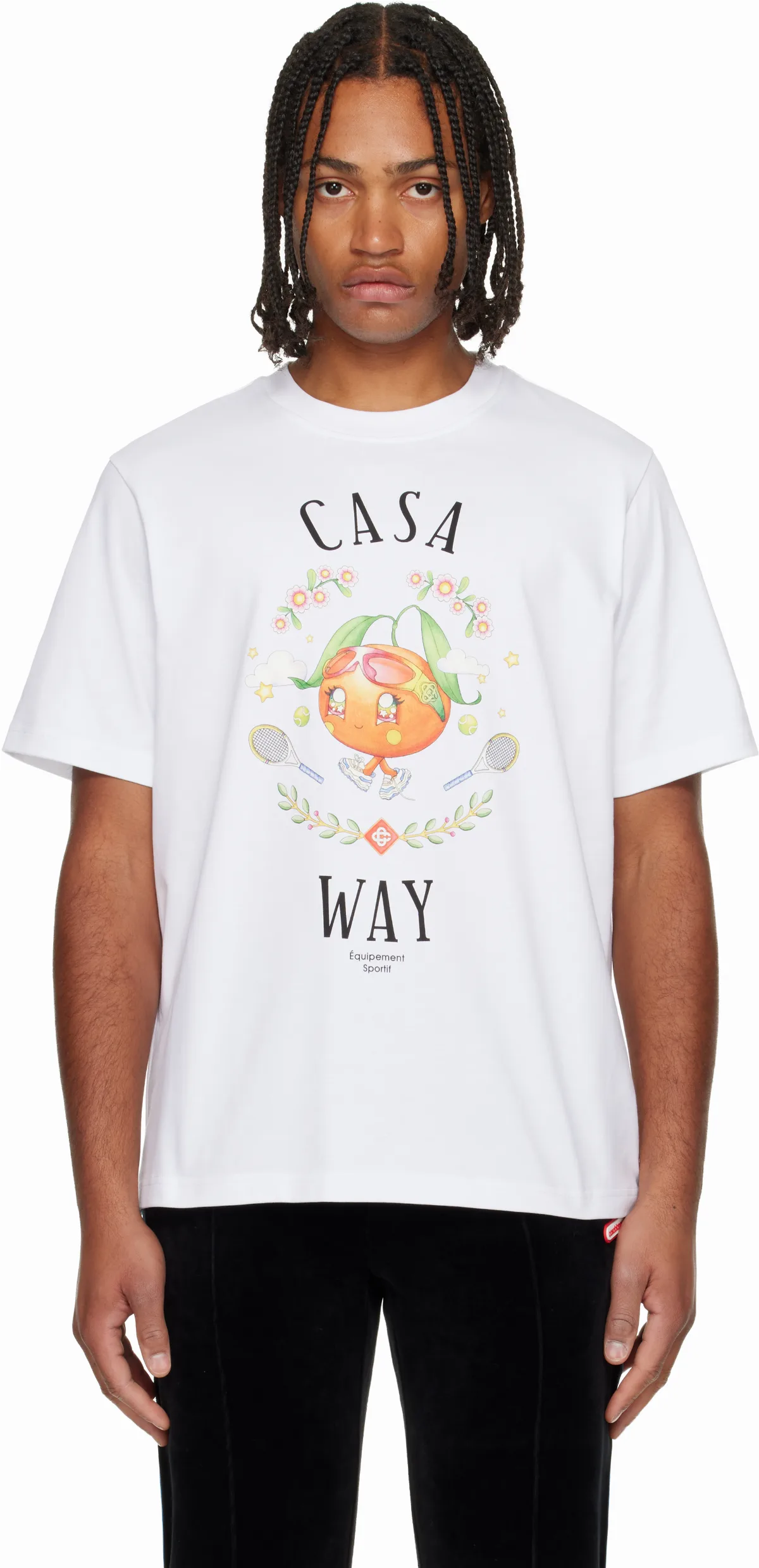 White'The Casa Way Orange Mascot' T-shirt