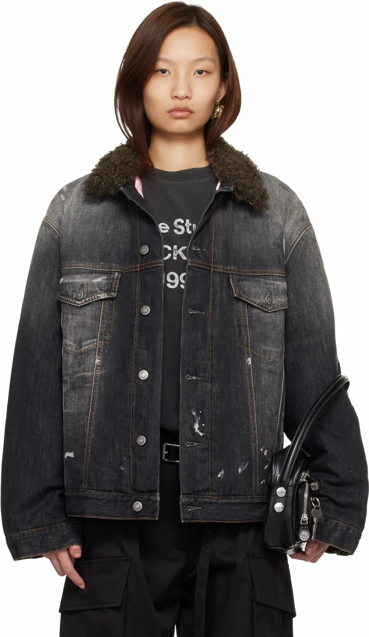Black Lined Denim Jacket by Acne Studios