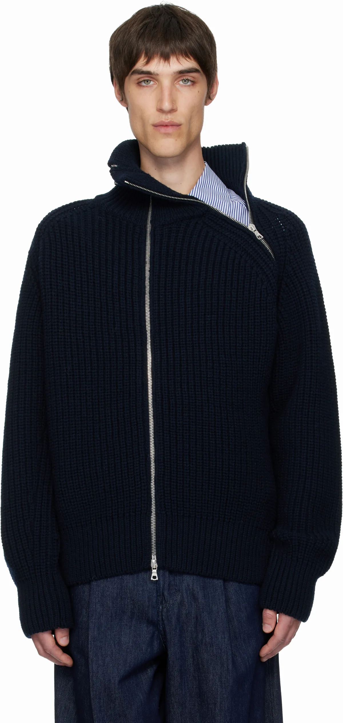 Black Zipped Wool Jacket