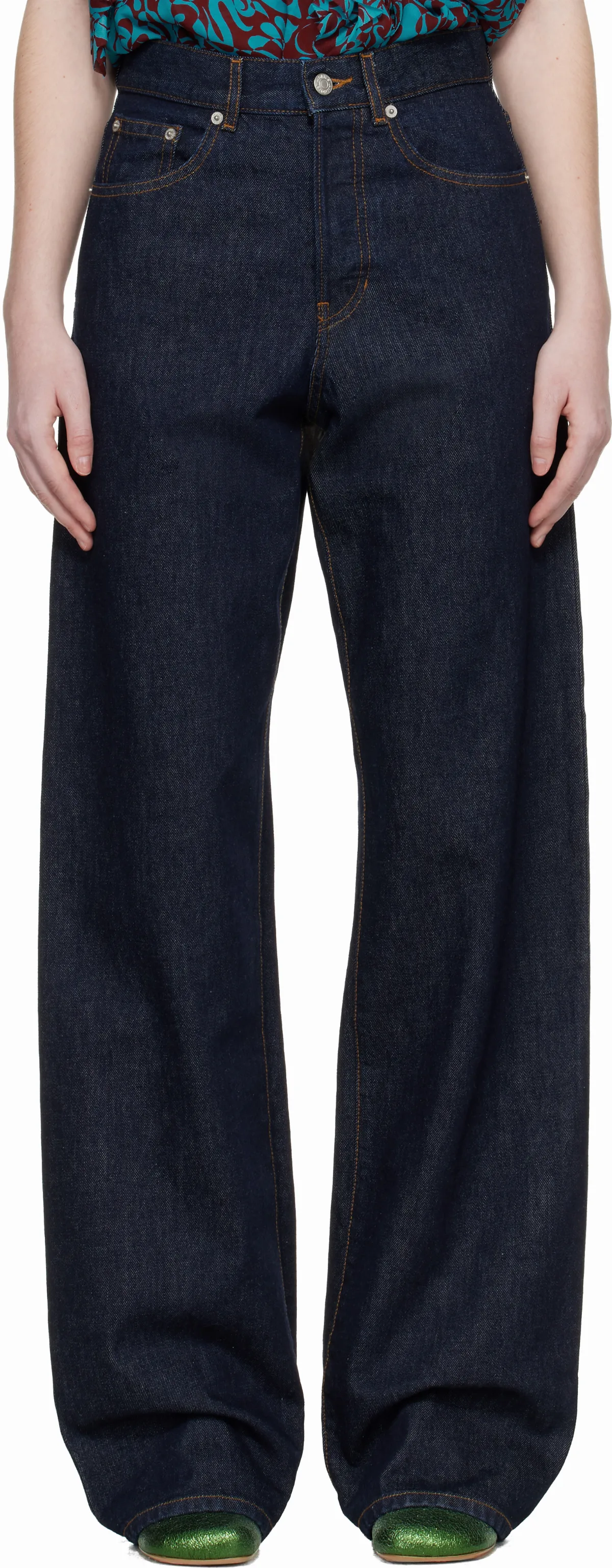 Navy Straight Leg Jeans by Dries Van Noten