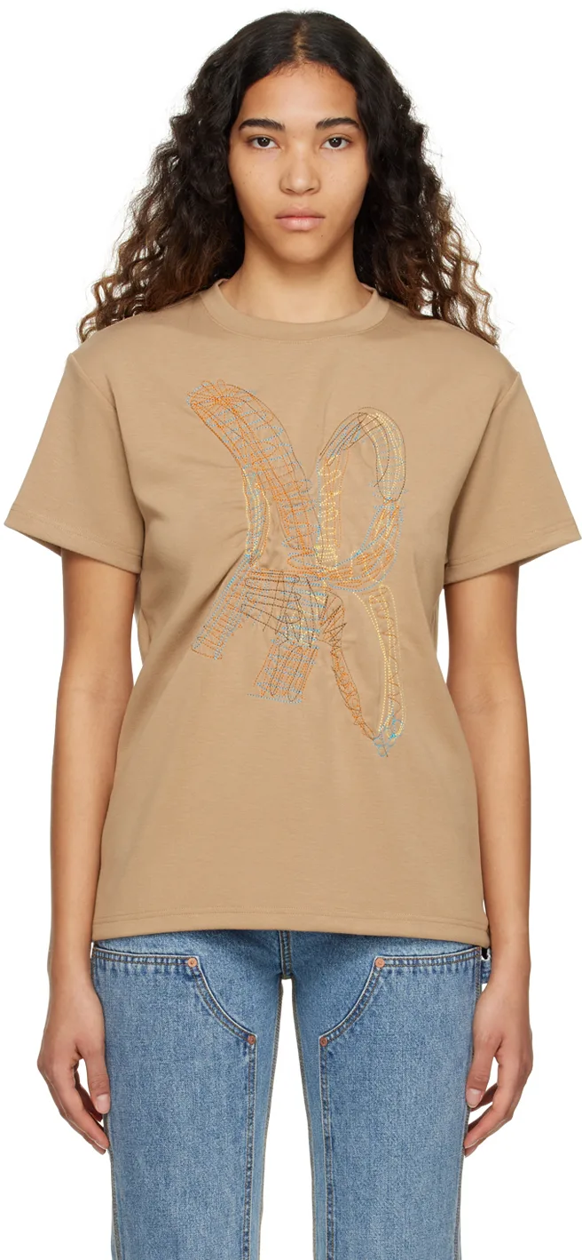 Tan AB Embroidered T-Shirt