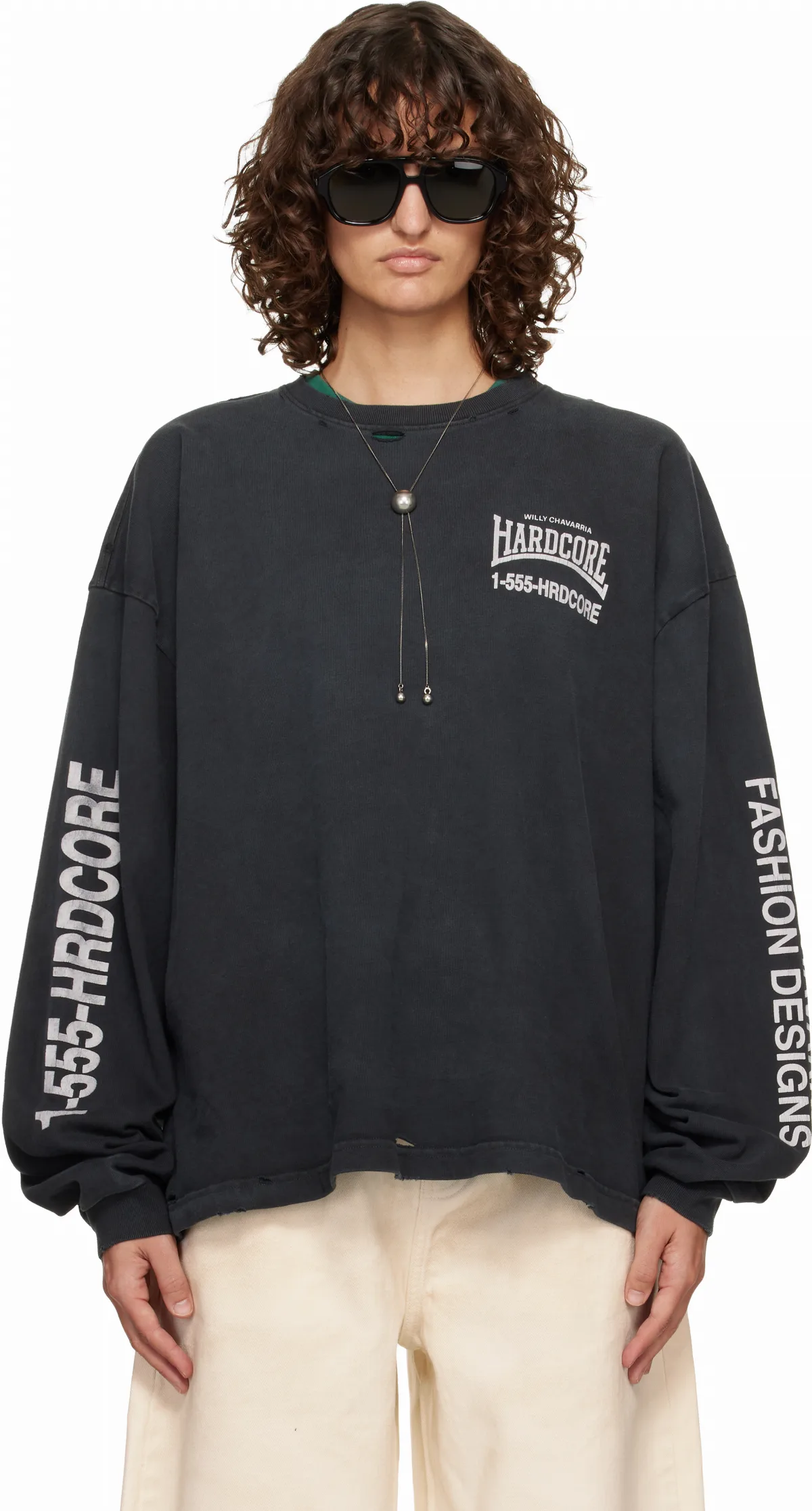 Black'Hardcore' Buffalo L/S T-shirt by WILLY CHAVARRIA