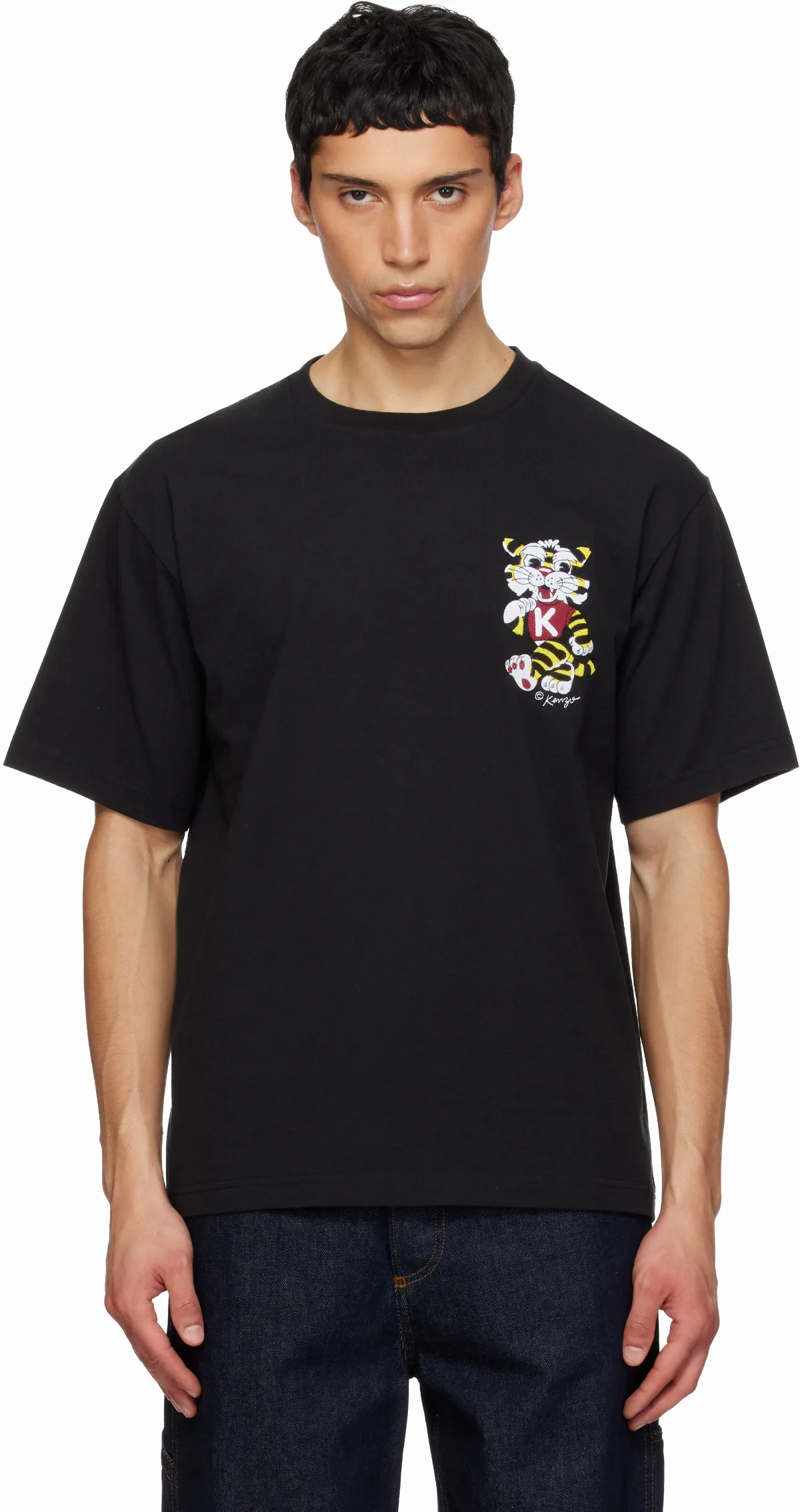 Black Kenzo Paris'KENZO Wild Tiger' Embroidered Oversized T-shirt
