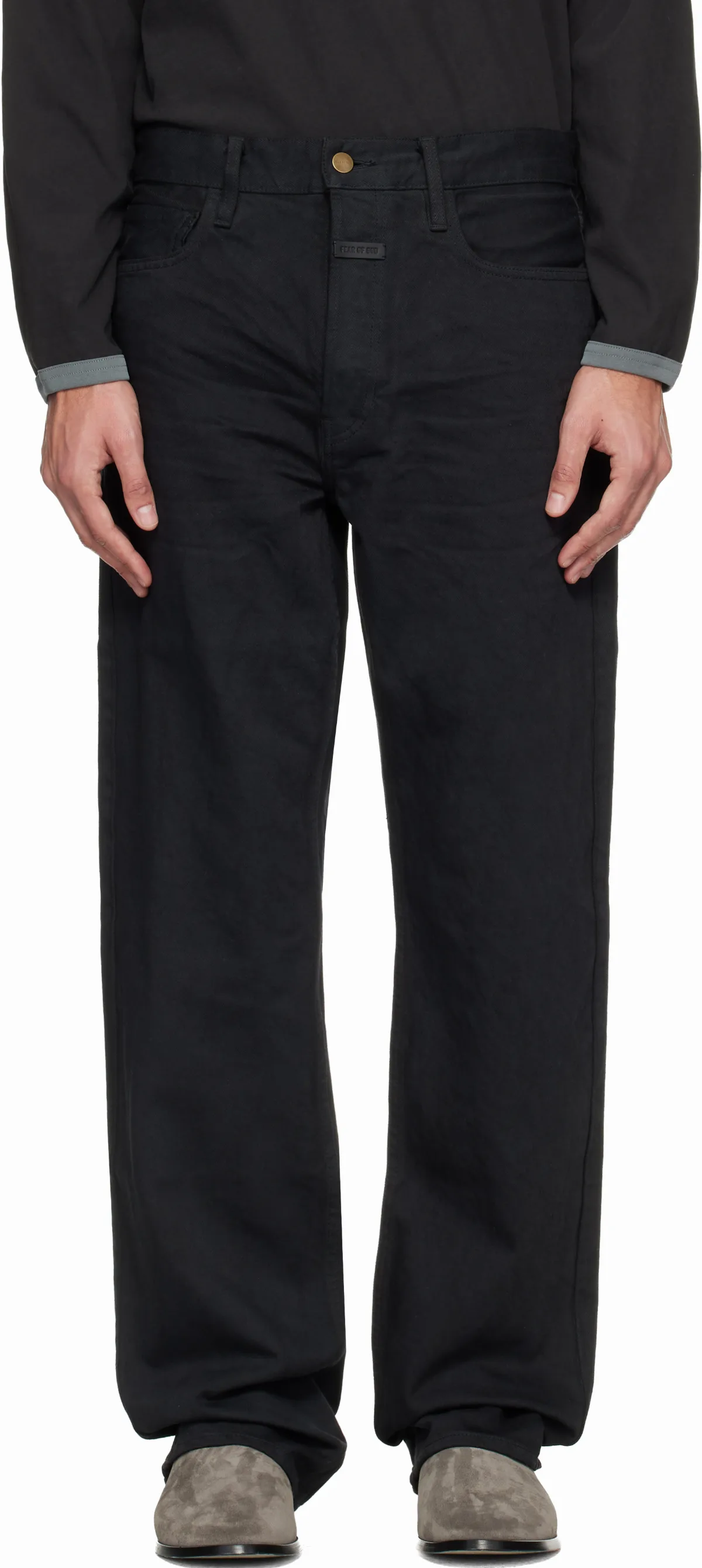 Black Straight 5 Pocket Jeans