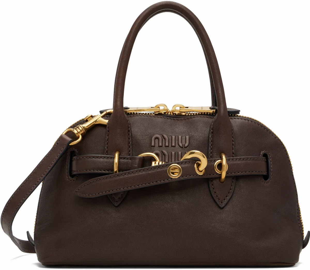 Brown Aventure Nappa Leather Top-Handle Bag