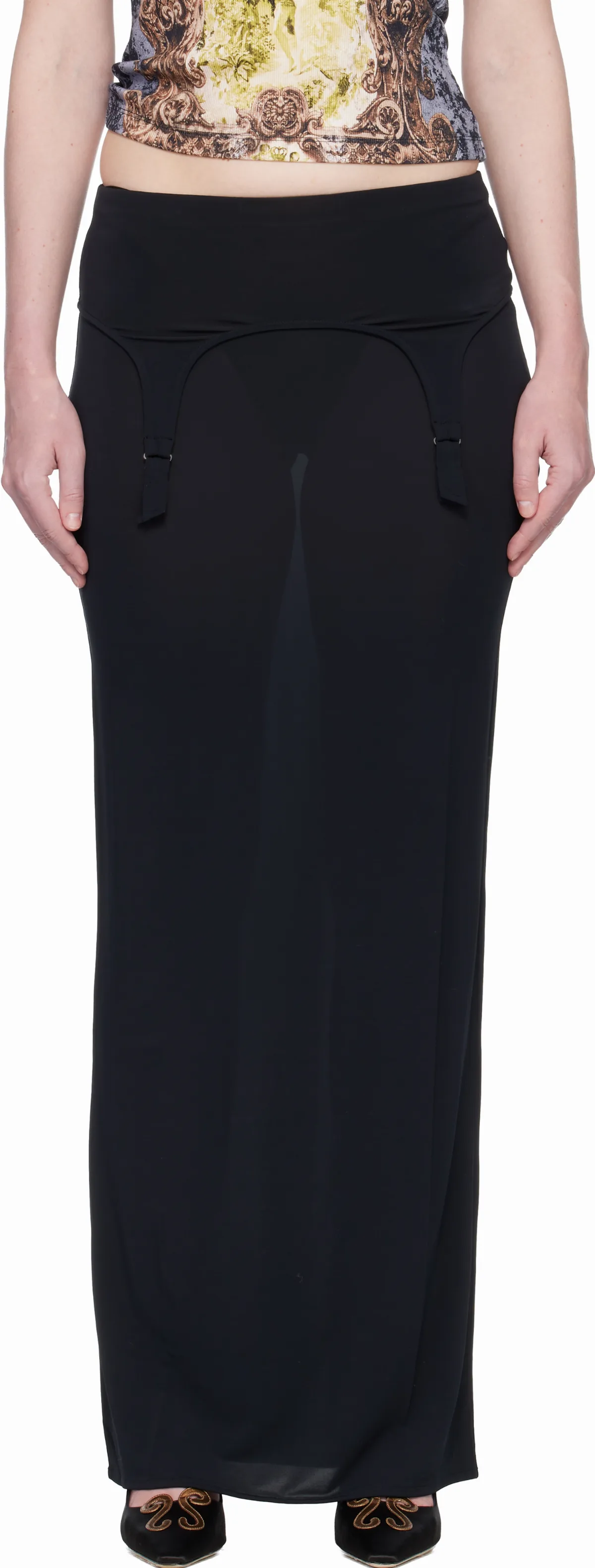 Navy'The Long Garter' Maxi Skirt