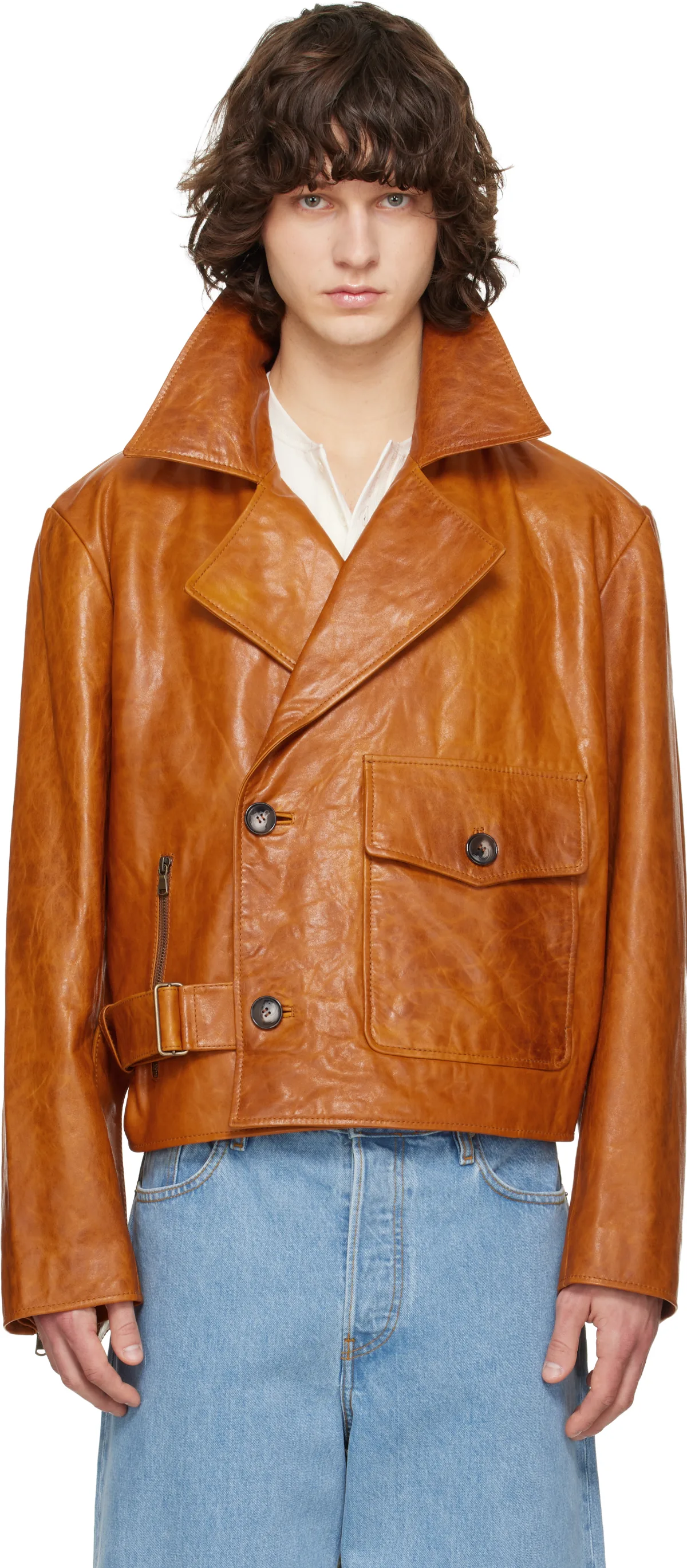 Tan Leather Moto Jacket