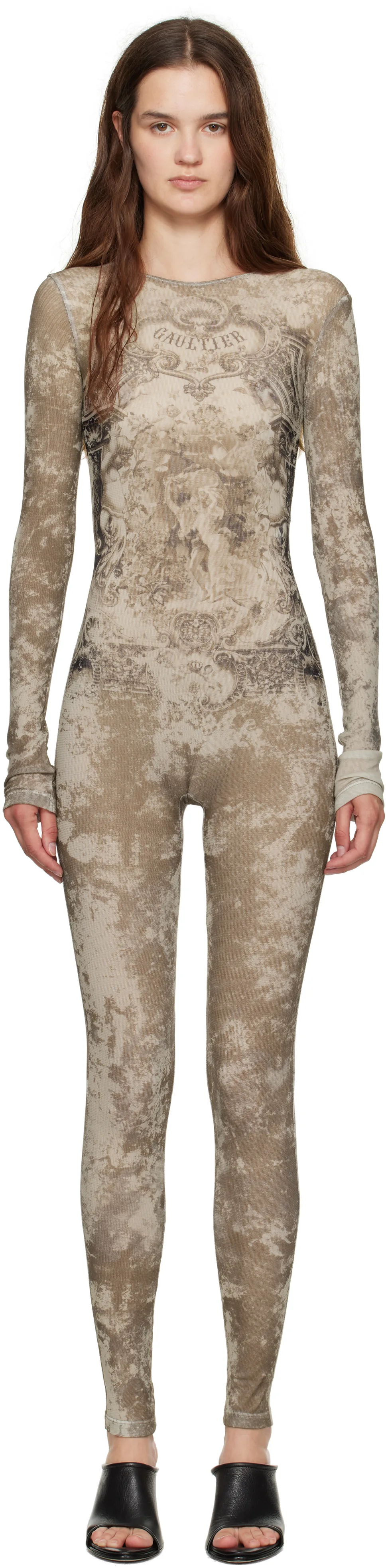 Beige'The Médaillon' Jumpsuit by Jean Paul Gaultier