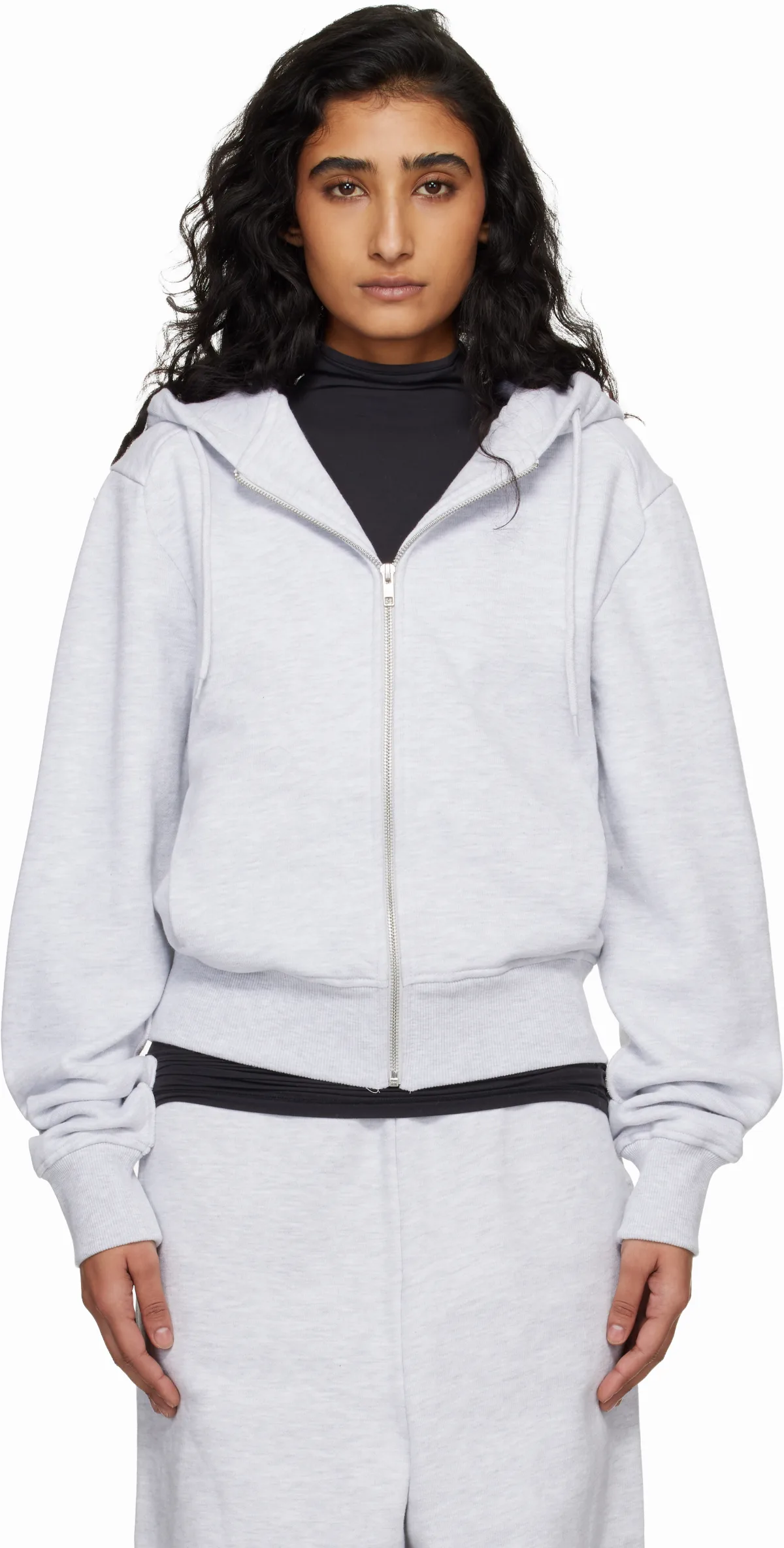 Gray Slim Zip Up Hoodie