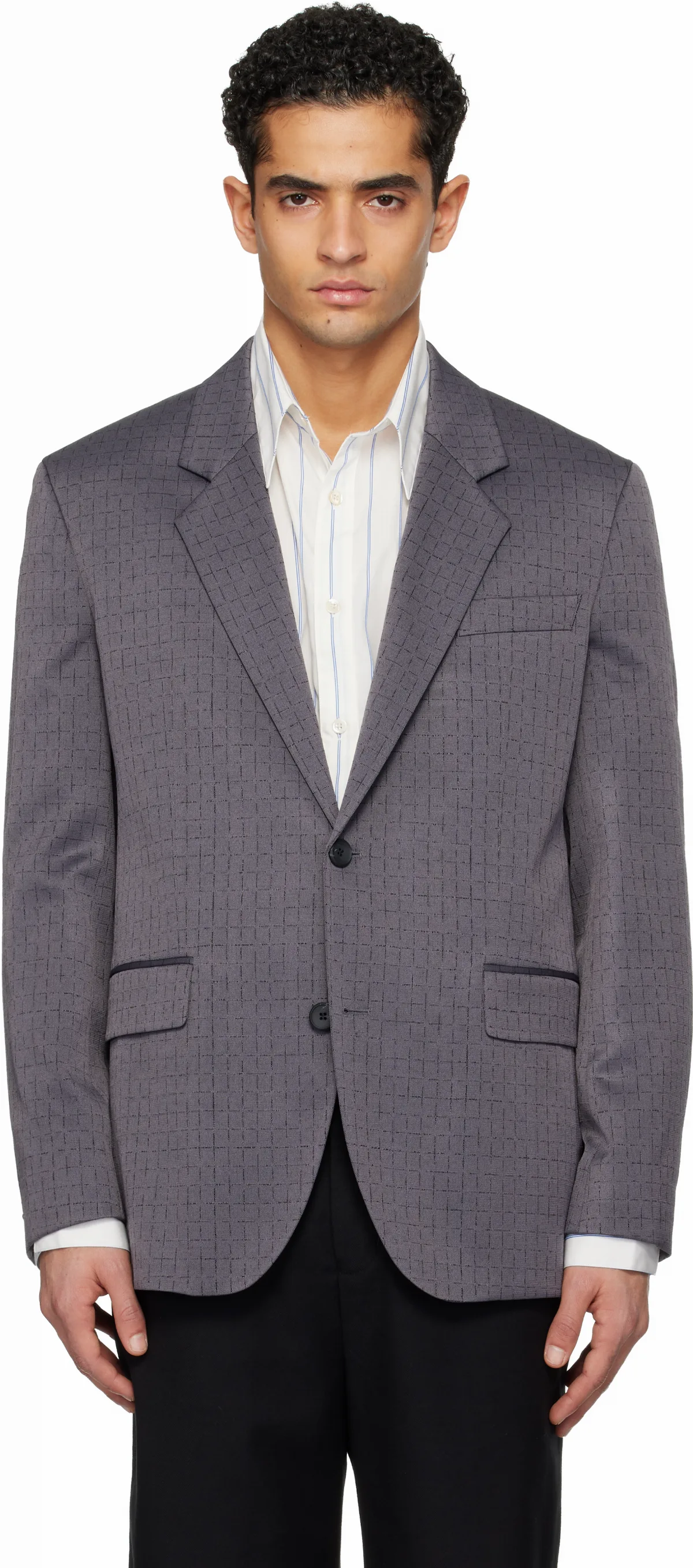 Gray Checked Modern-Fit Blazer by Hugo