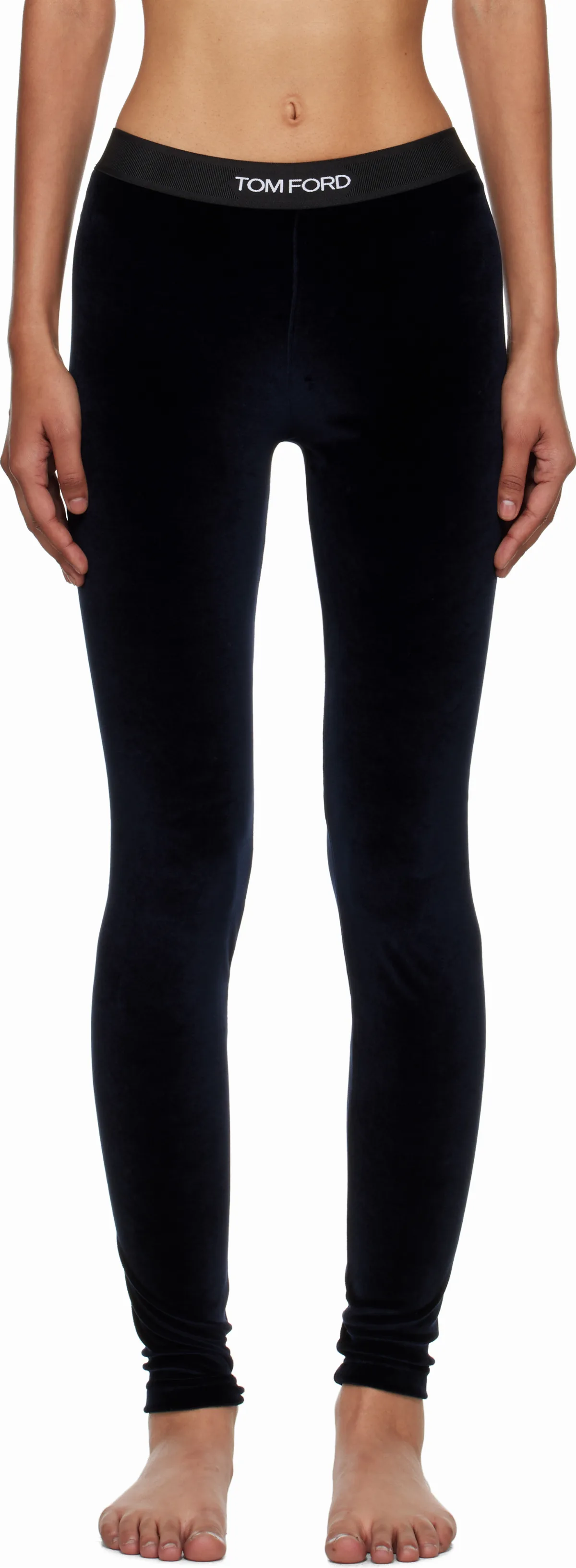 Navy Lustrous Velour Signature Leggings