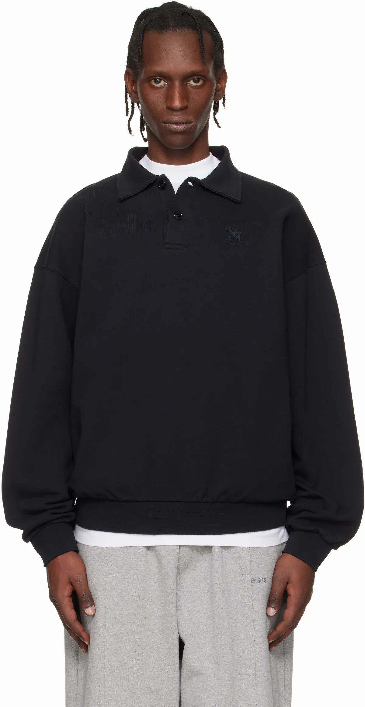 Black Distressed Logo Polo