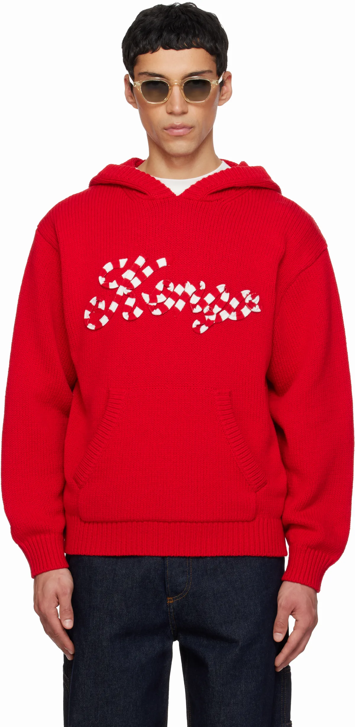 Red Kenzo Paris'KENZO Winter Holidays' Embroidered Hoodie