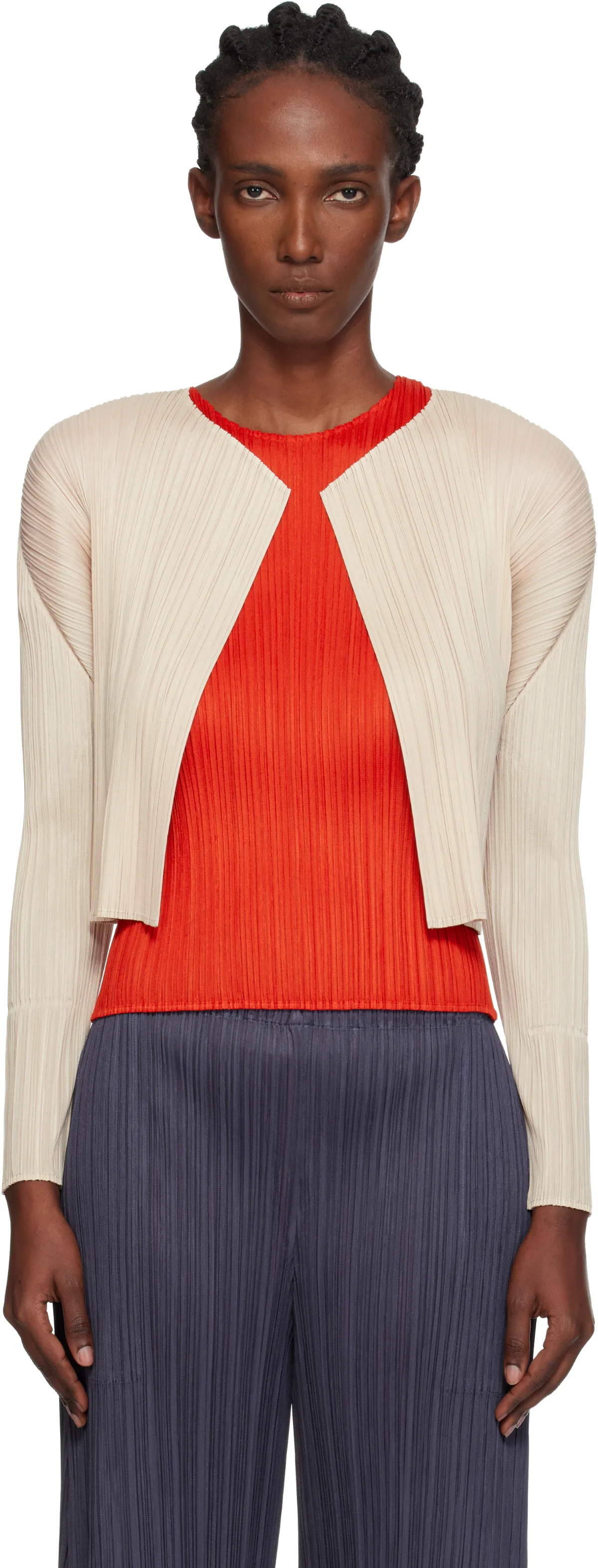 Beige Monthly Colors July Cardigan by PLEATS PLEASE ISSEY MIYAKE