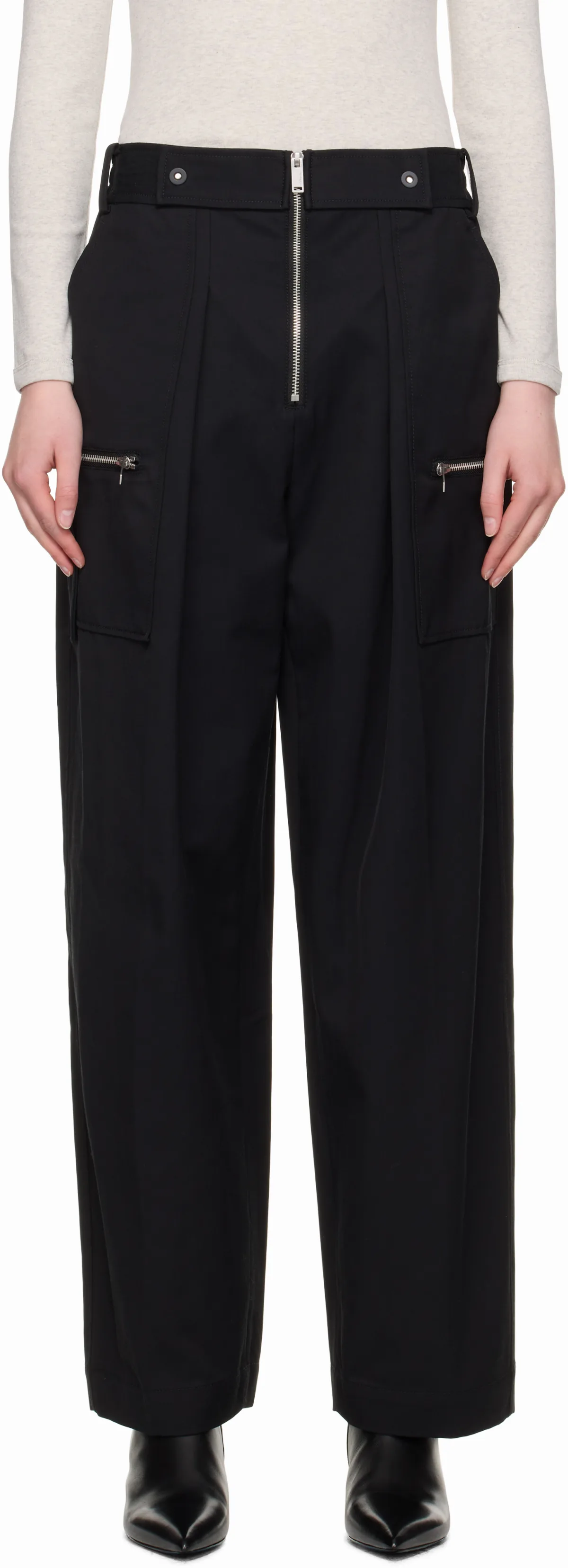 Black OS Wide Leg Cargo Pants