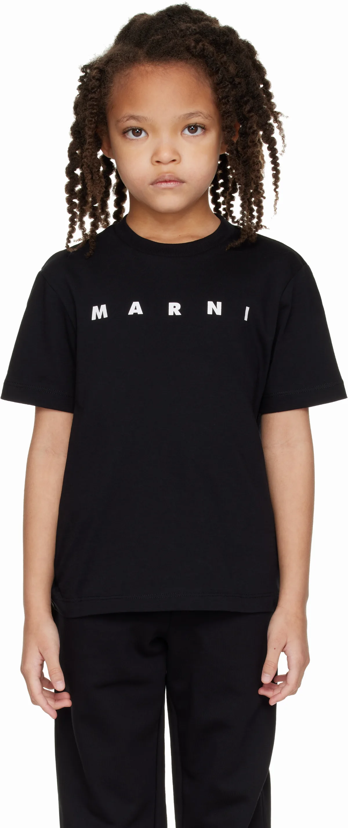 Kids Black Cotton Logo T-shirt