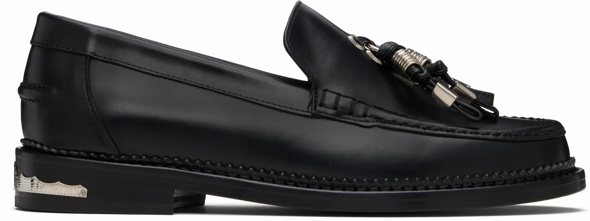 Black Hard Leather Loafers