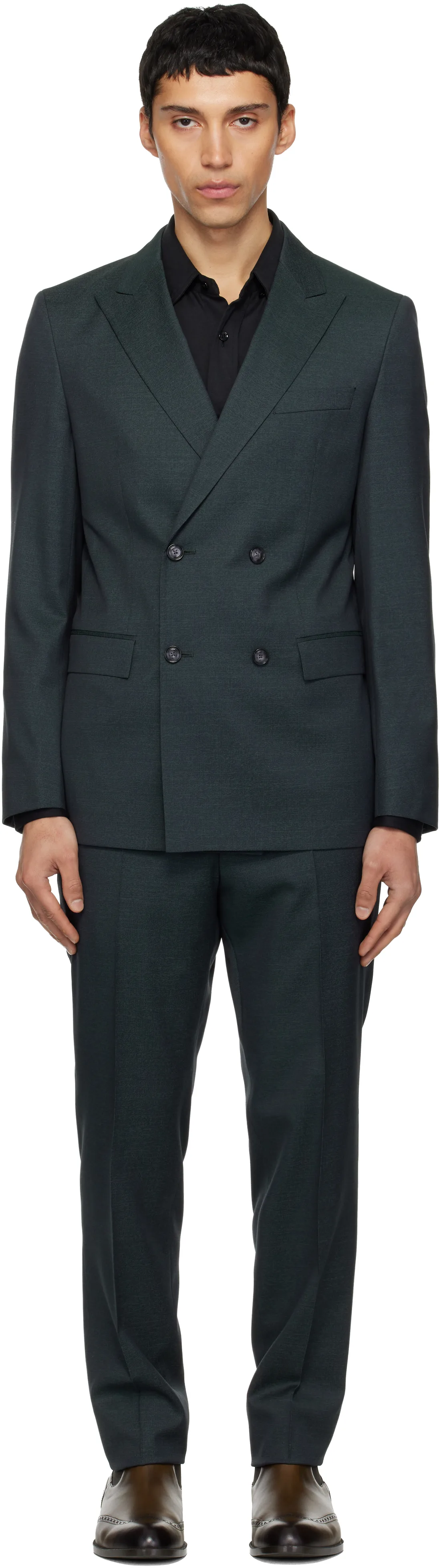 Gray Slim-Fit Virgin Wool Suit by BOSS