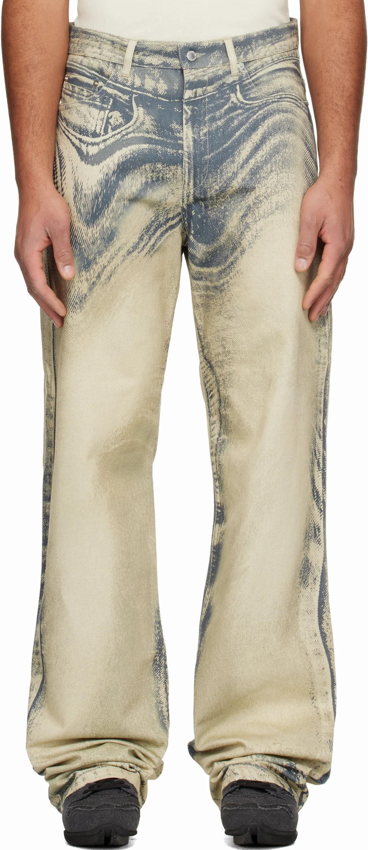 Beige Distorted Print Jeans by CAMPERLAB
