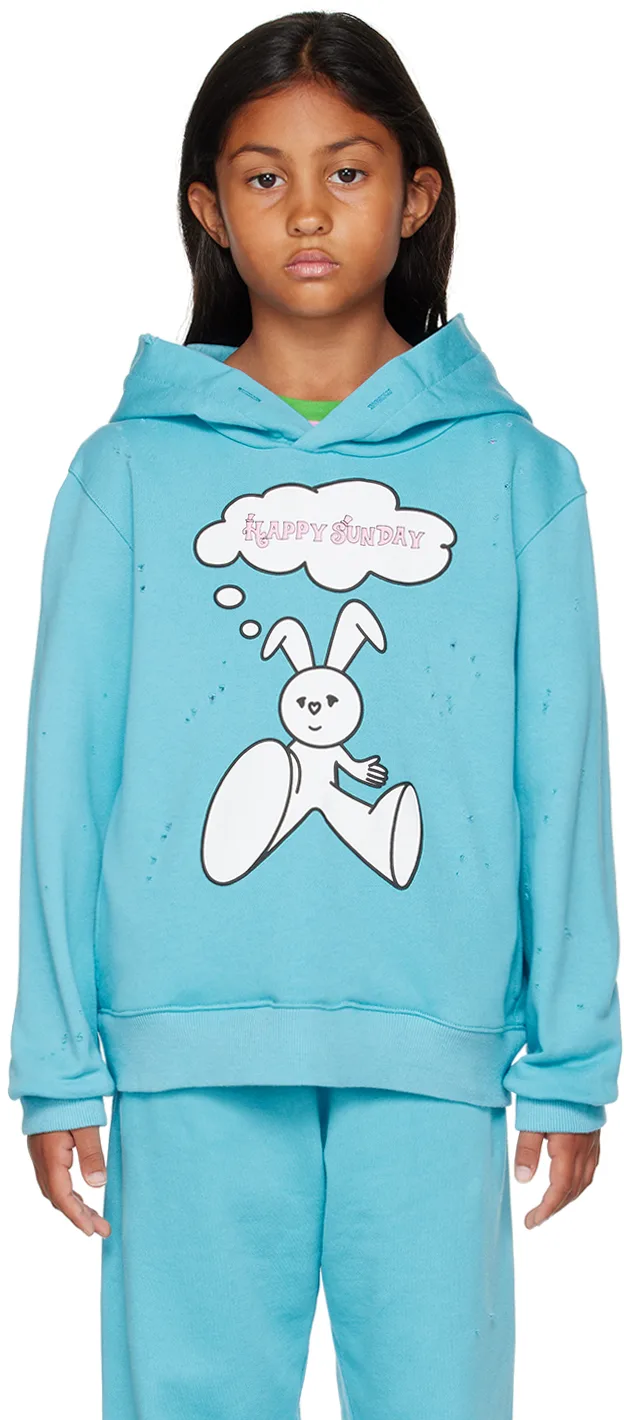Kids Blue'Happy Sunday' Hoodie by NZKidzzz