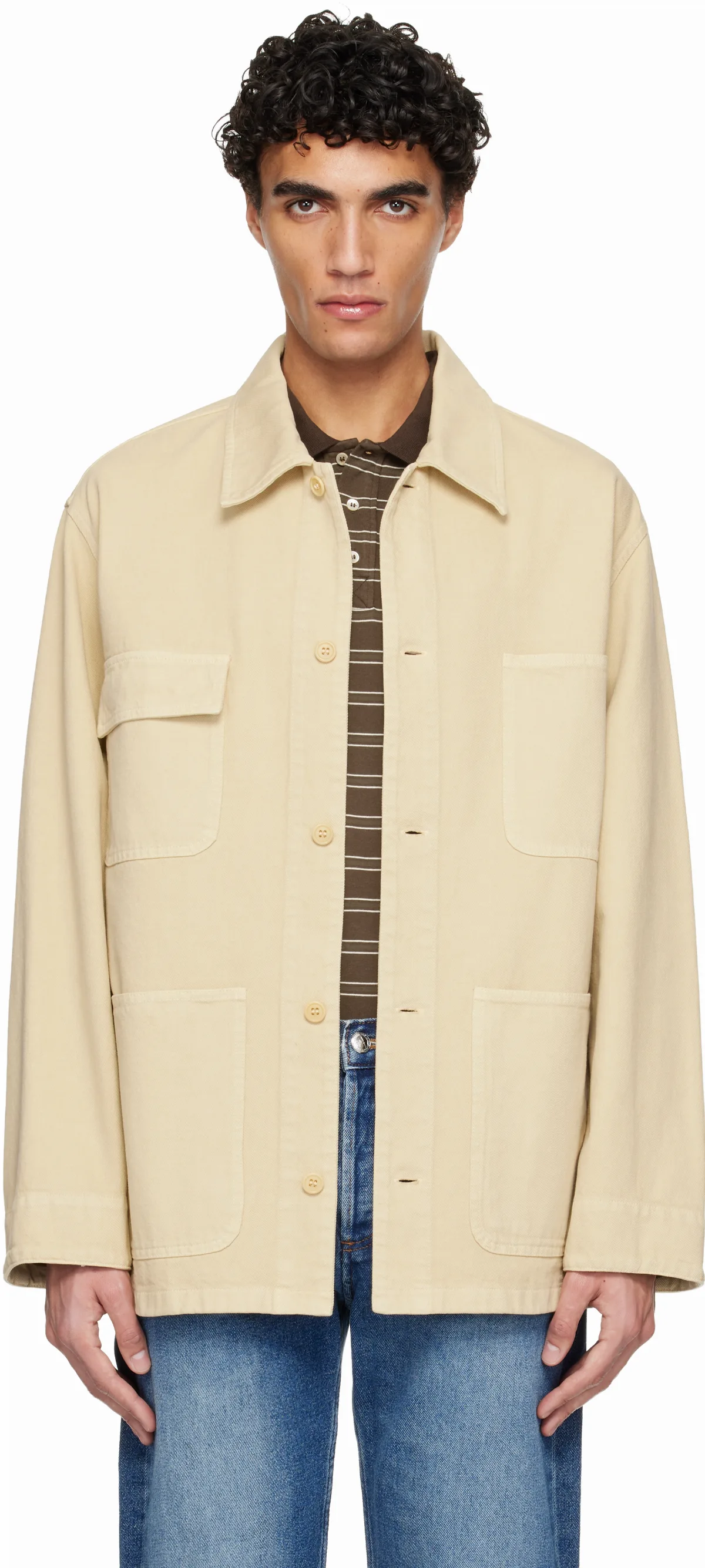 Beige Embroidered Overshirt
