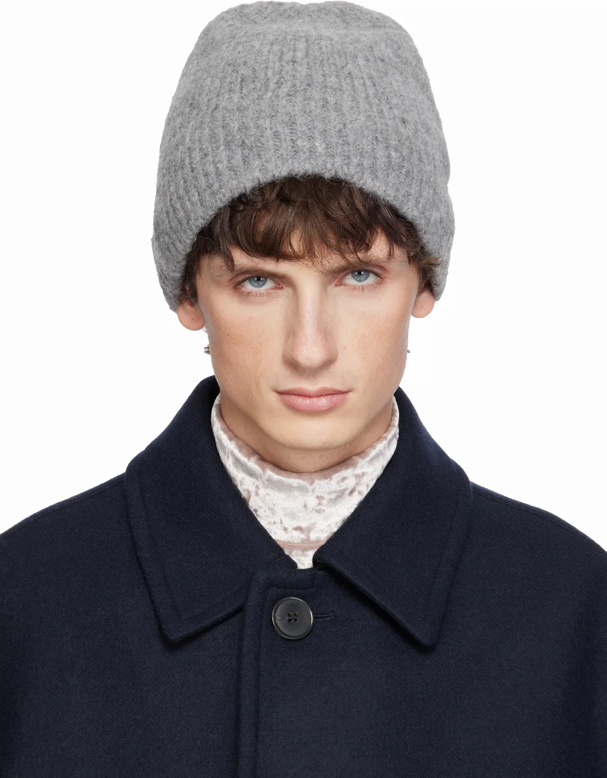 Gray Alpaca Blend Beanie by Dries Van Noten