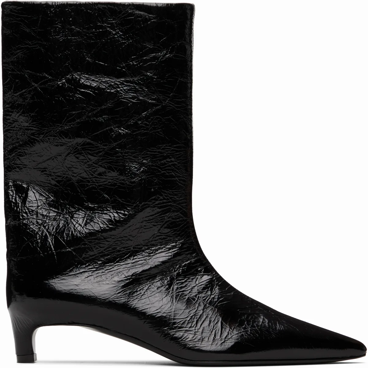 Black Crinkled Calfskin Boots