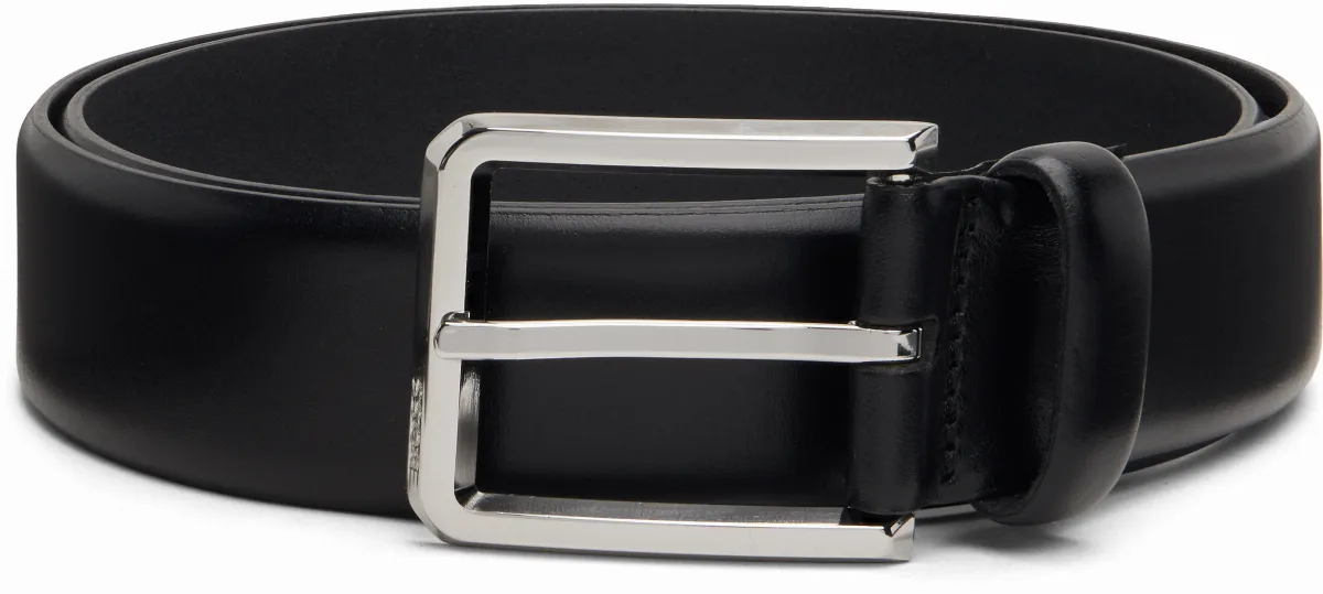 Black Buffed Leather Belt