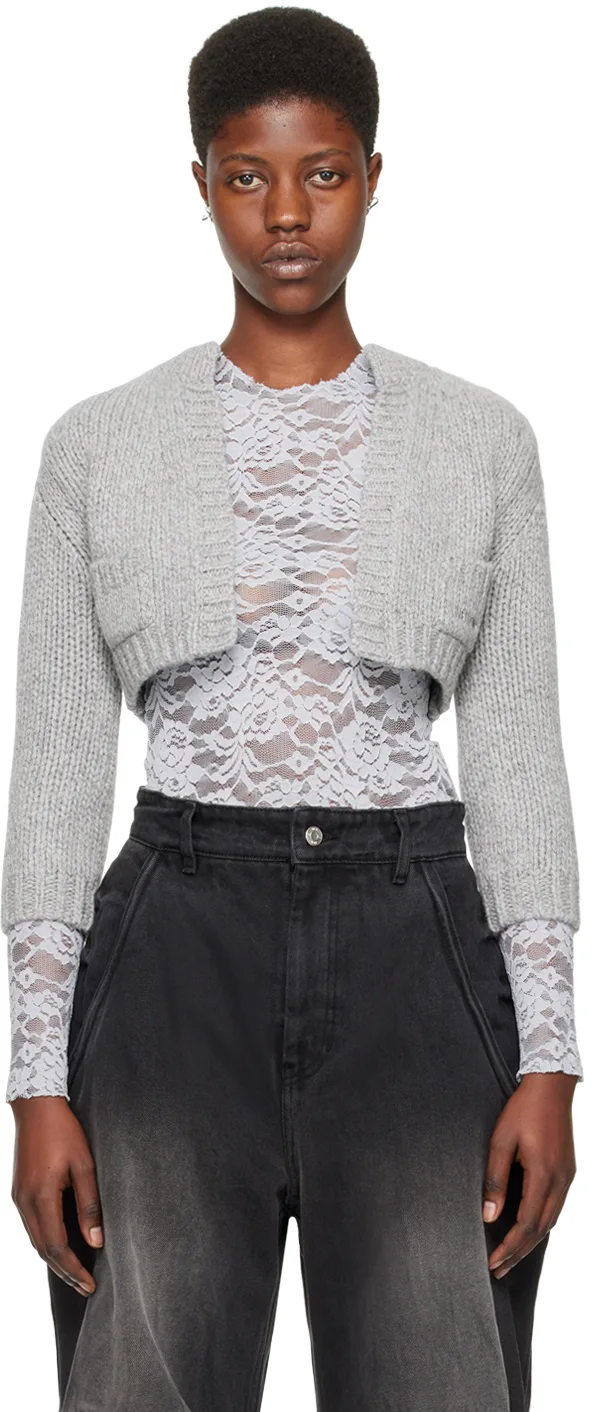 Gray Patch Pocket Cardigan