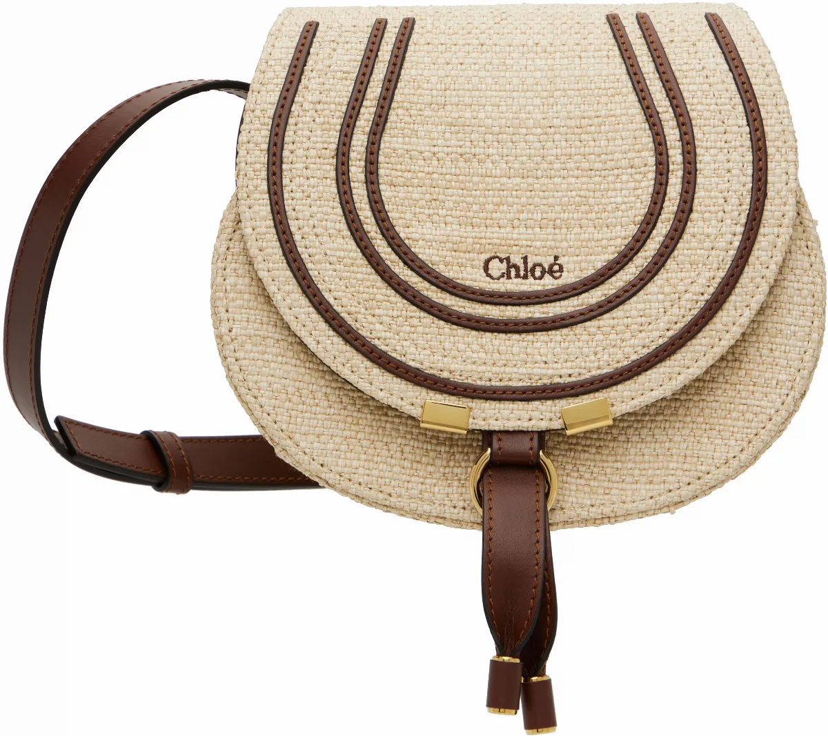 Beige Small Marcie Saddle Bag by Chloé