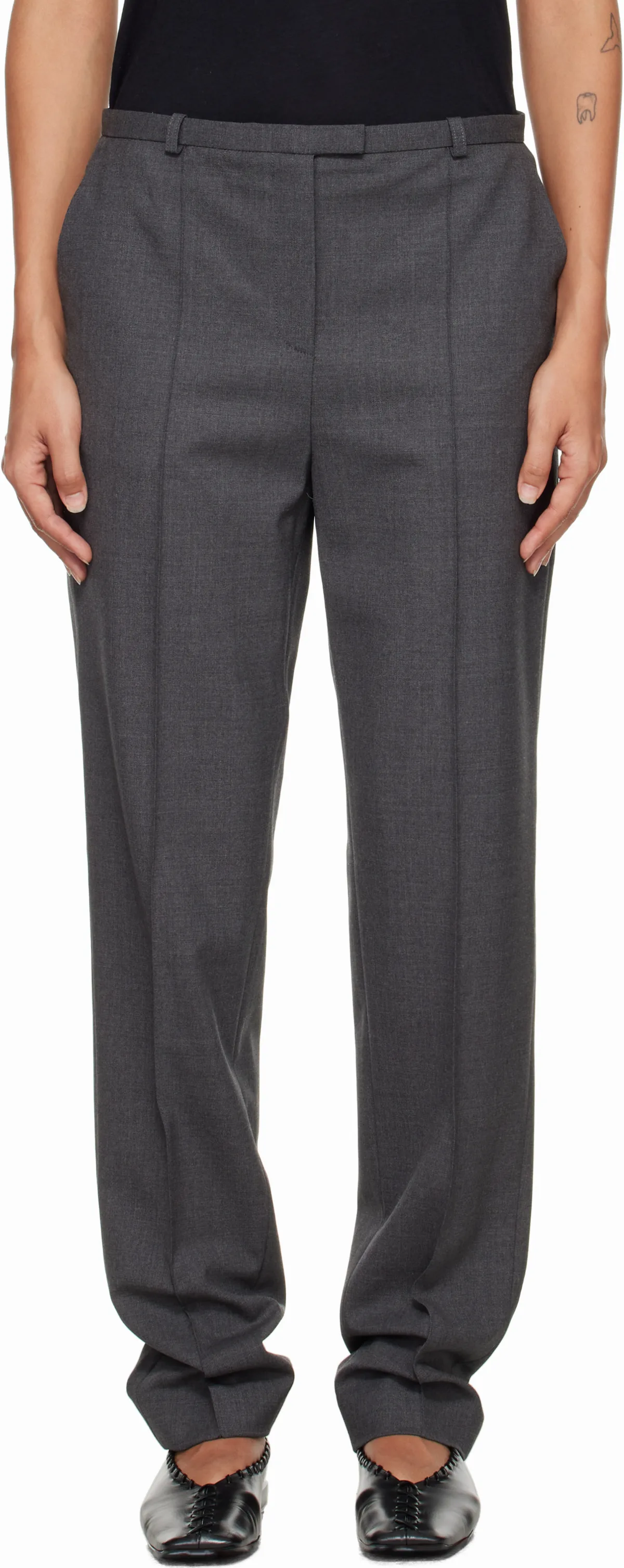 Gray Malka Fitted Trousers