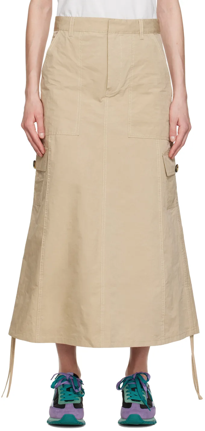 Beige'The Cargo' Midi Skirt