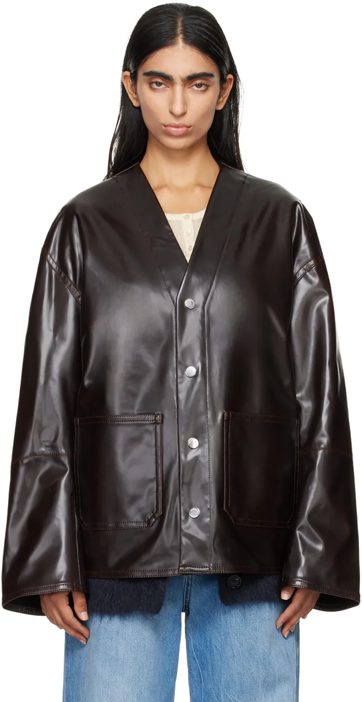 Brown Edee Vegan Leather Jacket