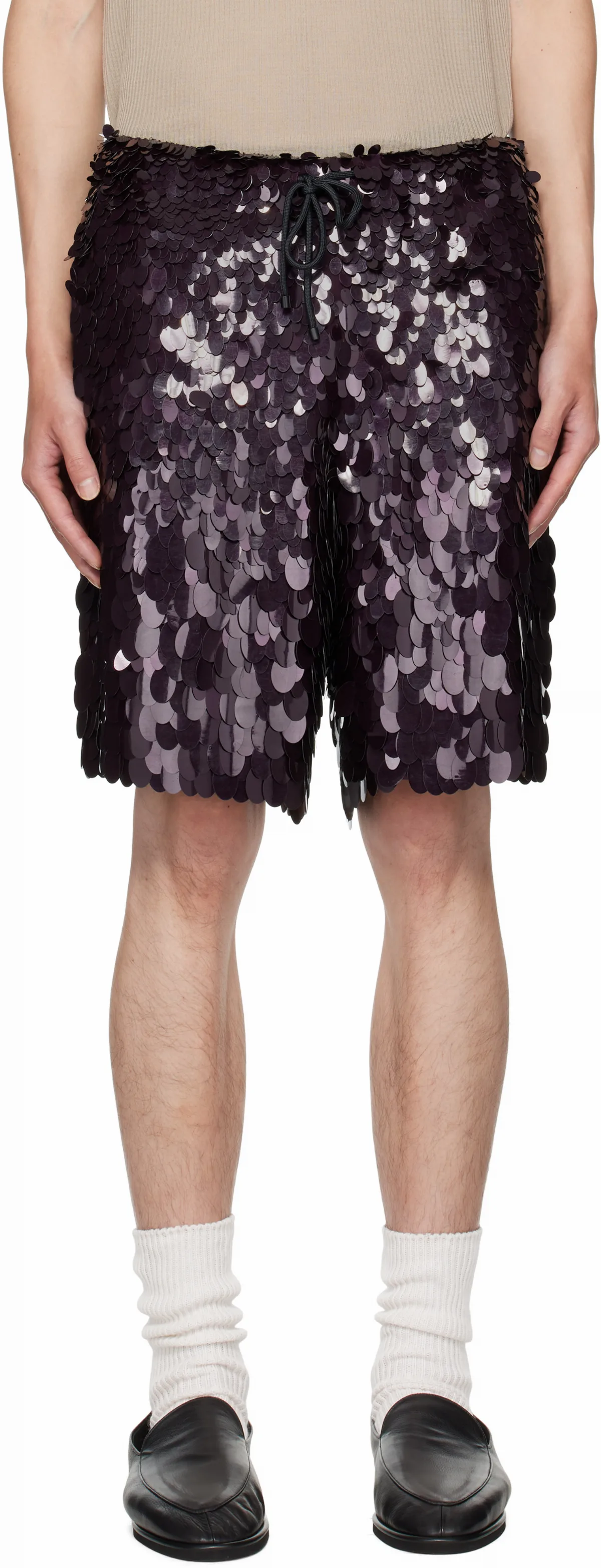 Burgundy Sequinned Shorts