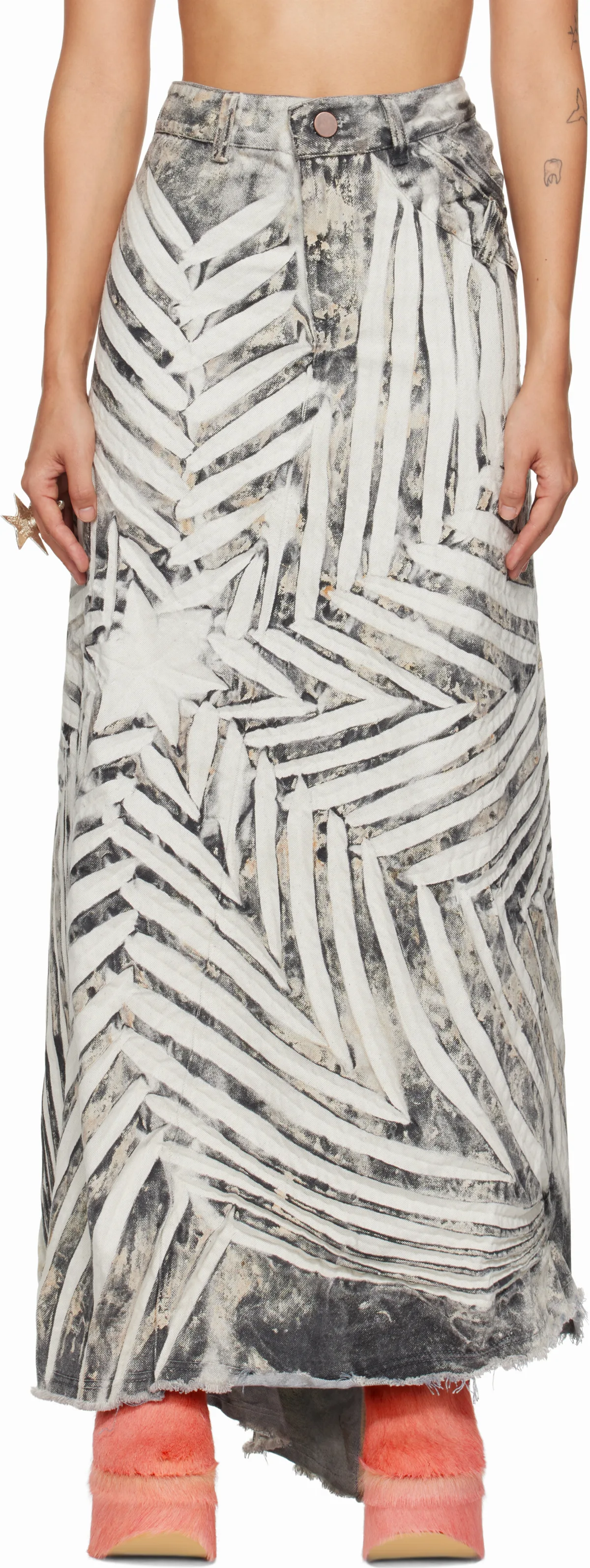 SSENSE Exclusive White & Black Denim Maxi Skirt